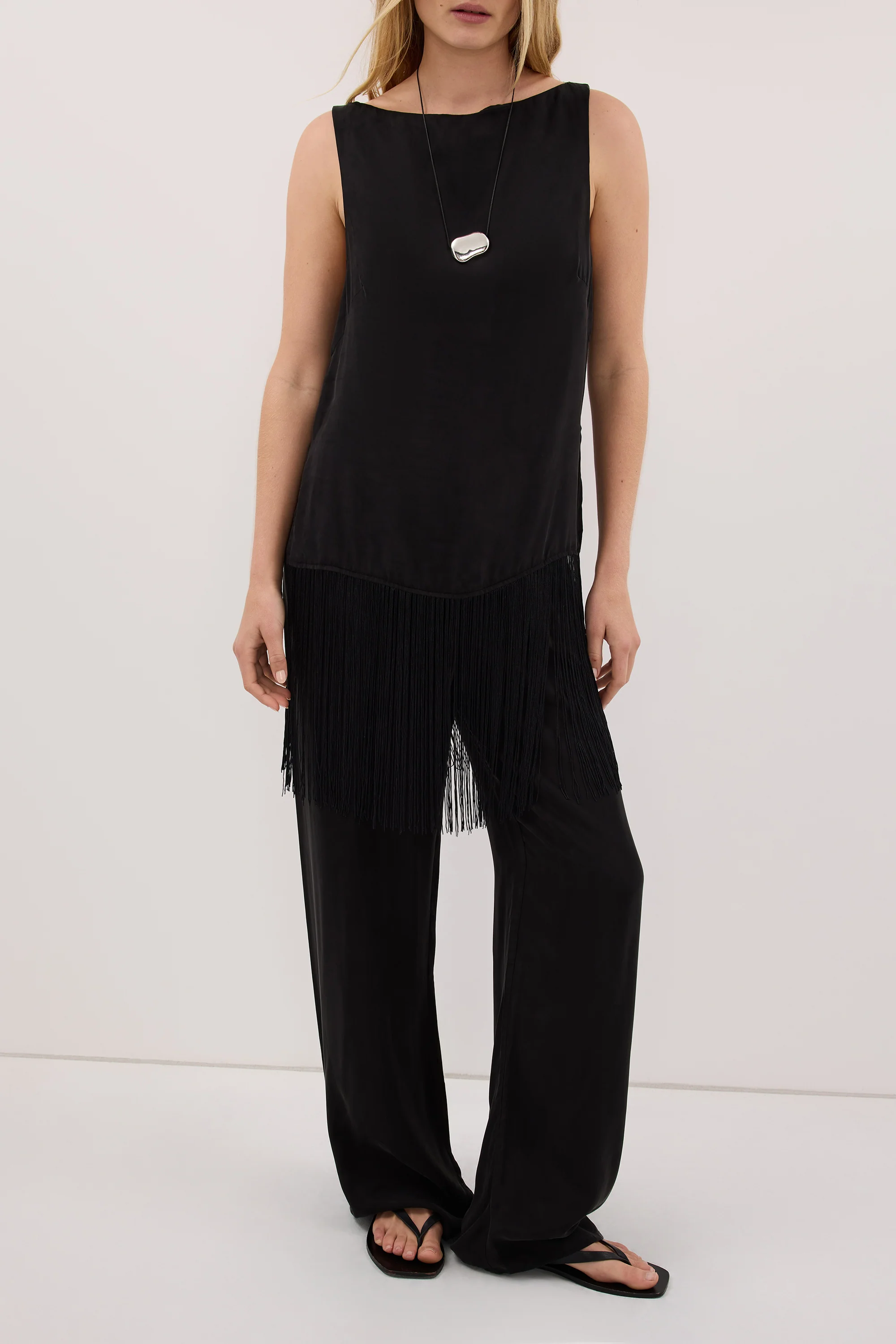 ADDIE BLACK CUPRO DRAWSTRING PANT - Image 5