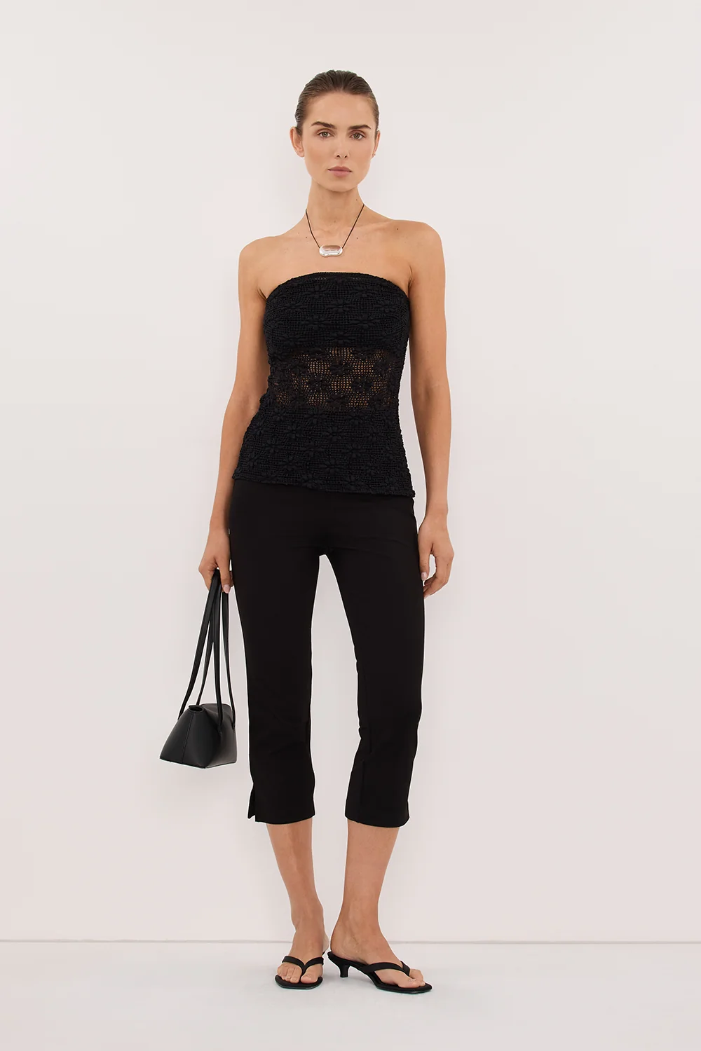 AGNES BLACK CROCHET BANDEAU TOP