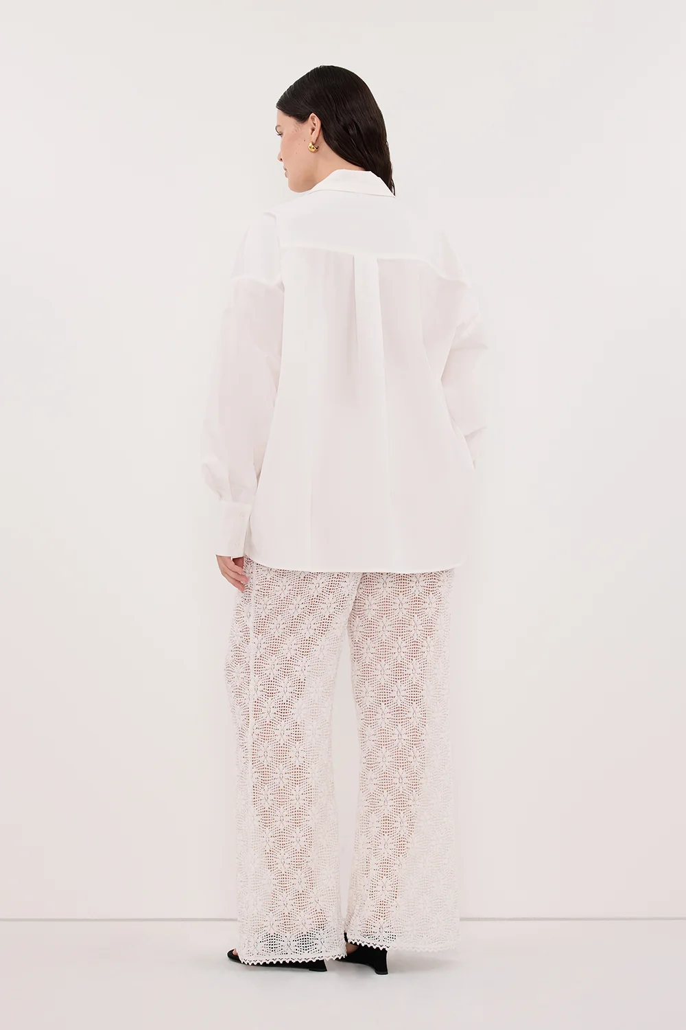 AGNES WHITE CROCHET WIDE LEG PANT - Image 7