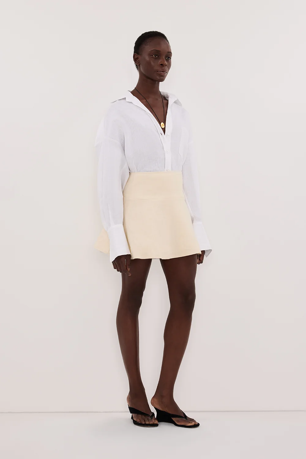 ALEA STRAW LINEN FLOUNCE MINI SKIRT - Image 3