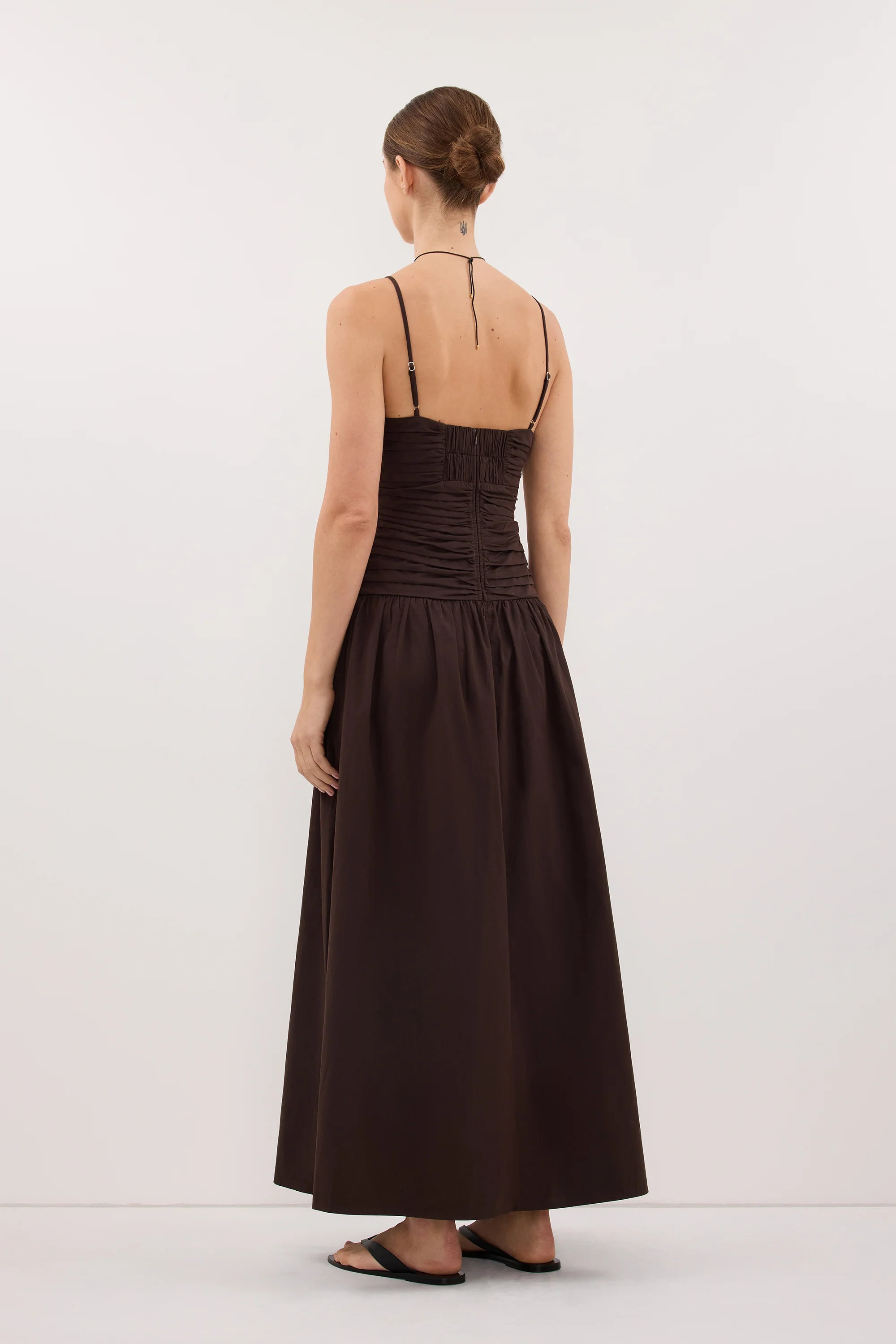 ALEXIA BURNT CHOC COTTON MIDI DRESS - Image 5