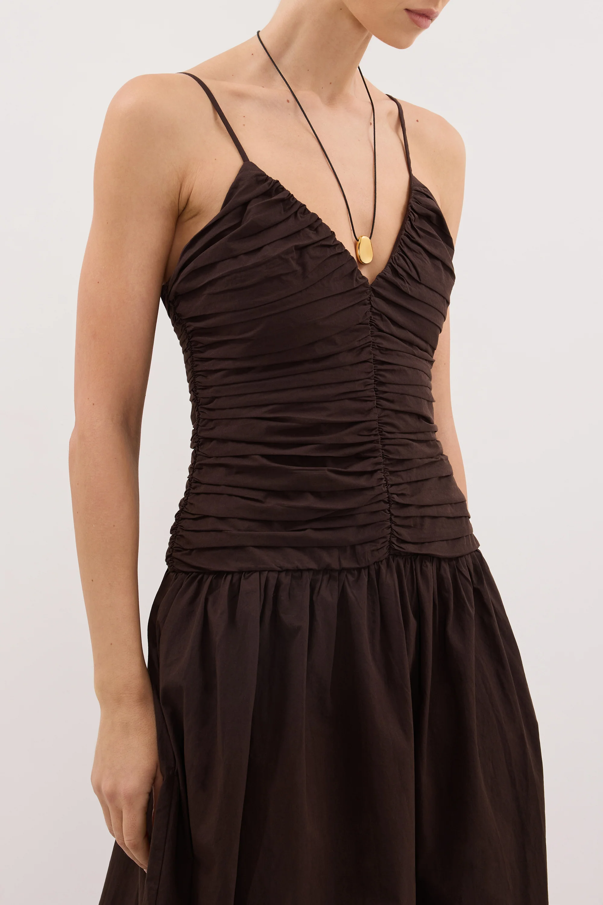 ALEXIA BURNT CHOC COTTON MIDI DRESS - Image 6