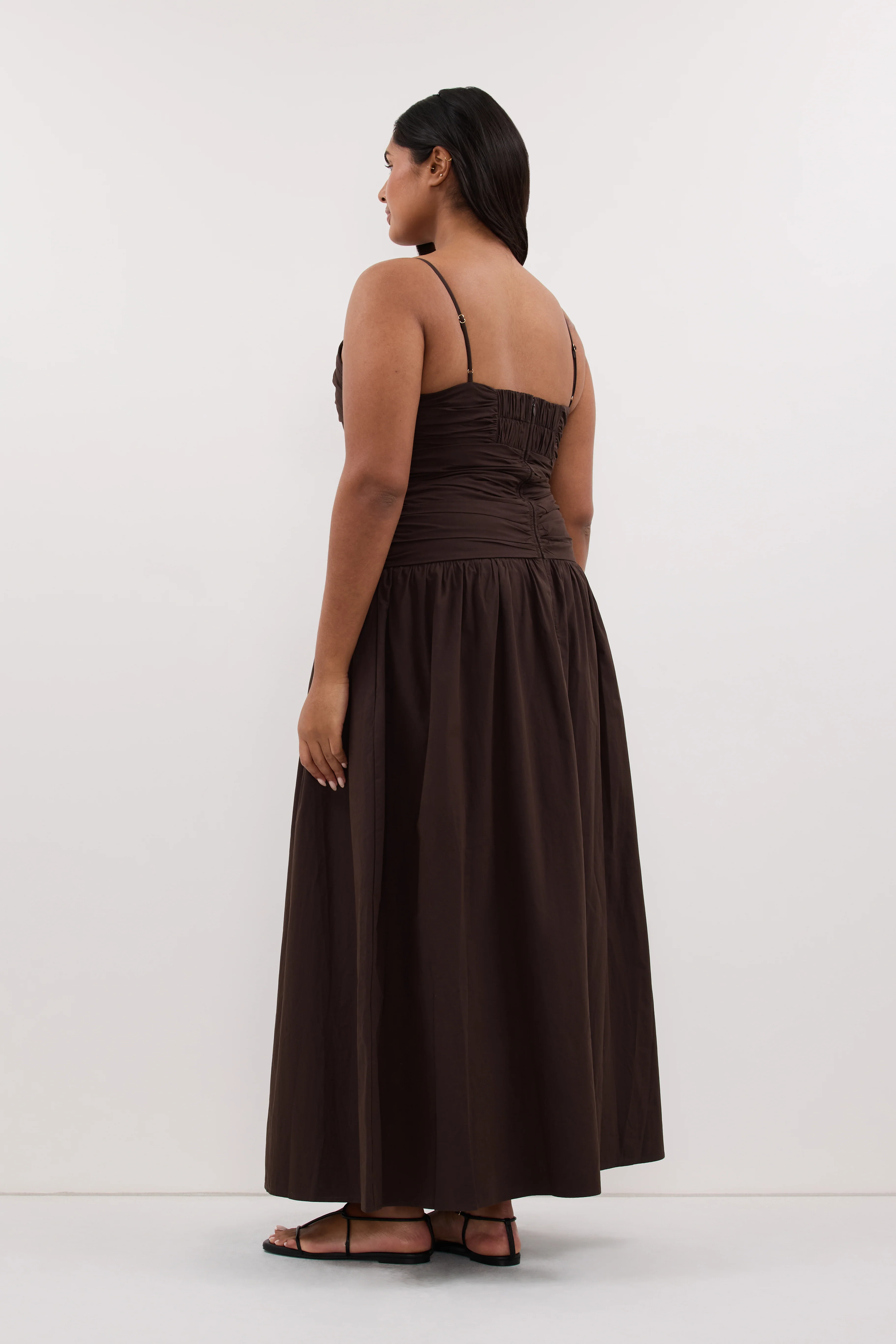 ALEXIA BURNT CHOC COTTON MIDI DRESS - Image 8
