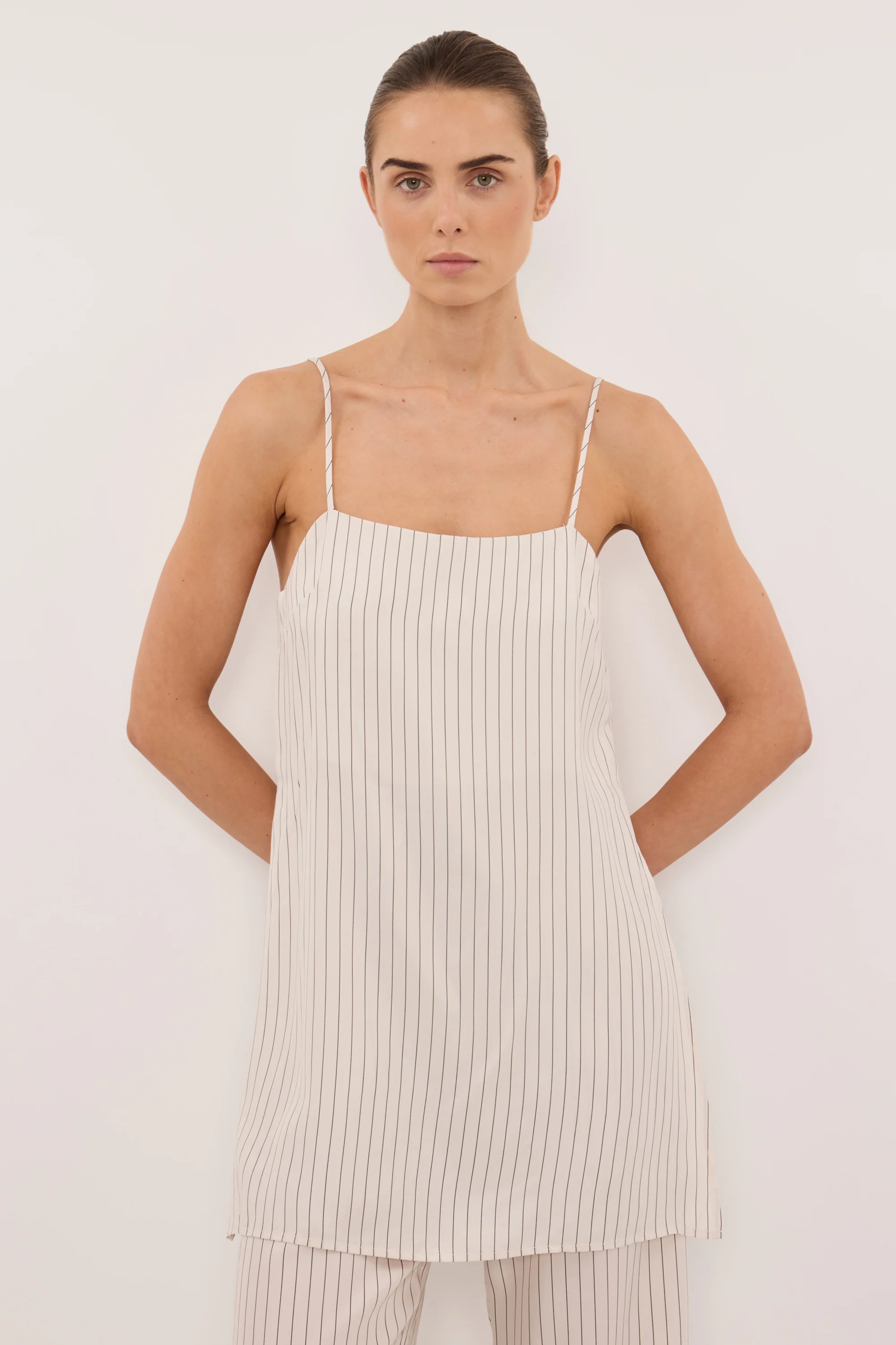 AMARA CREAM STRIPE CUPRO CAMI TOP - Image 5