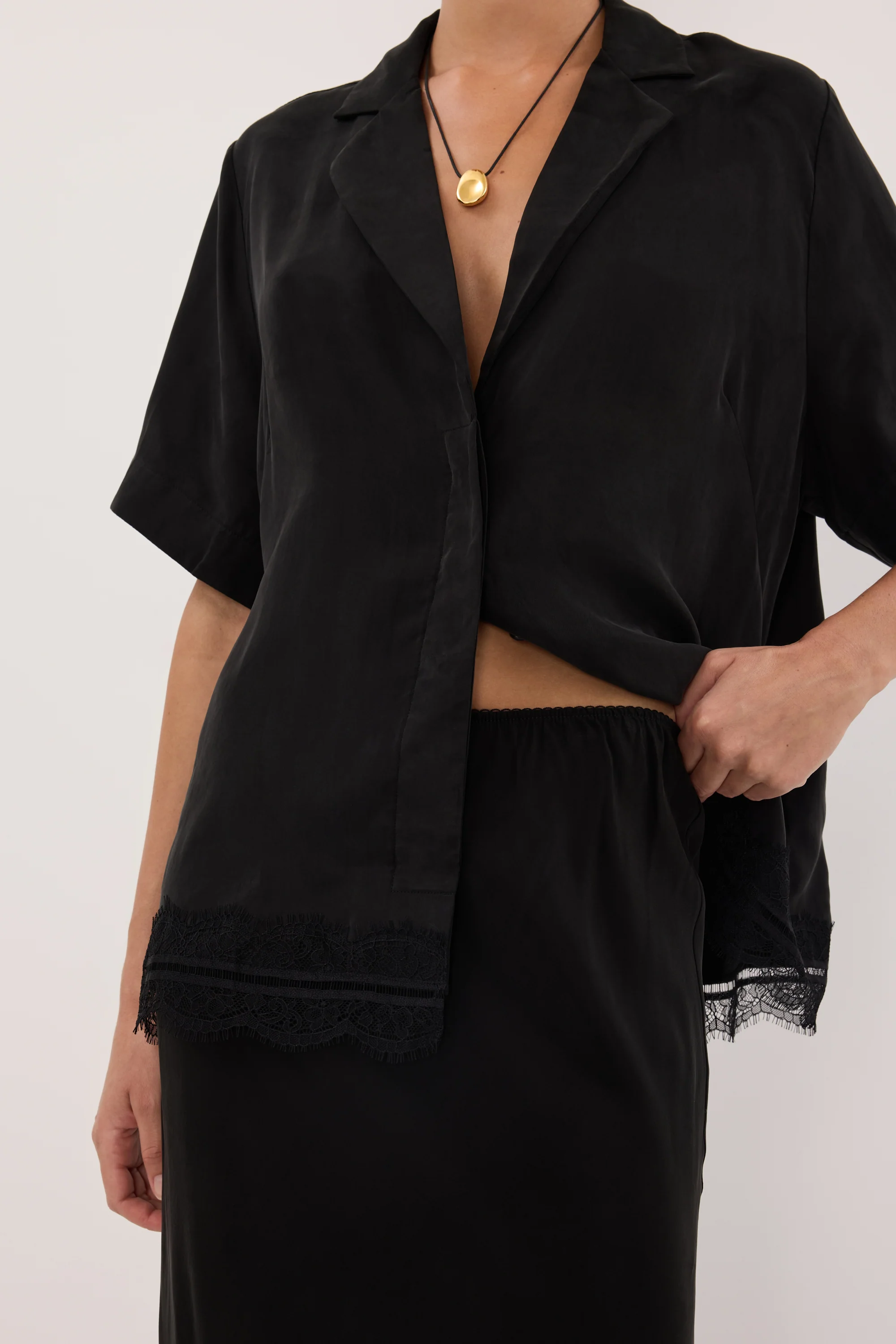 ANDREA BLACK CUPRO LACE SHIRT - Image 5
