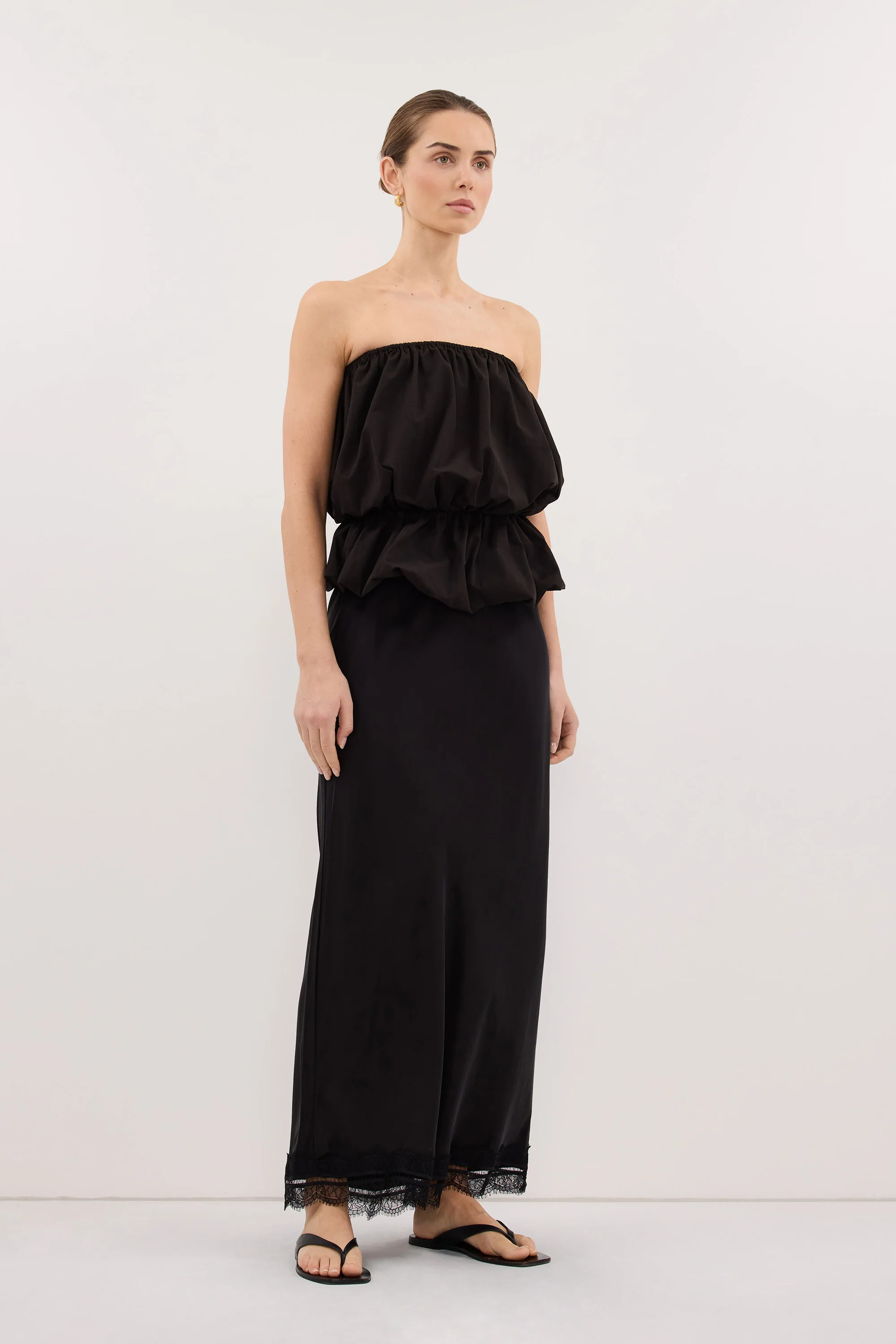 ANDREA BLACK CUPRO MIDI SKIRT - Image 3