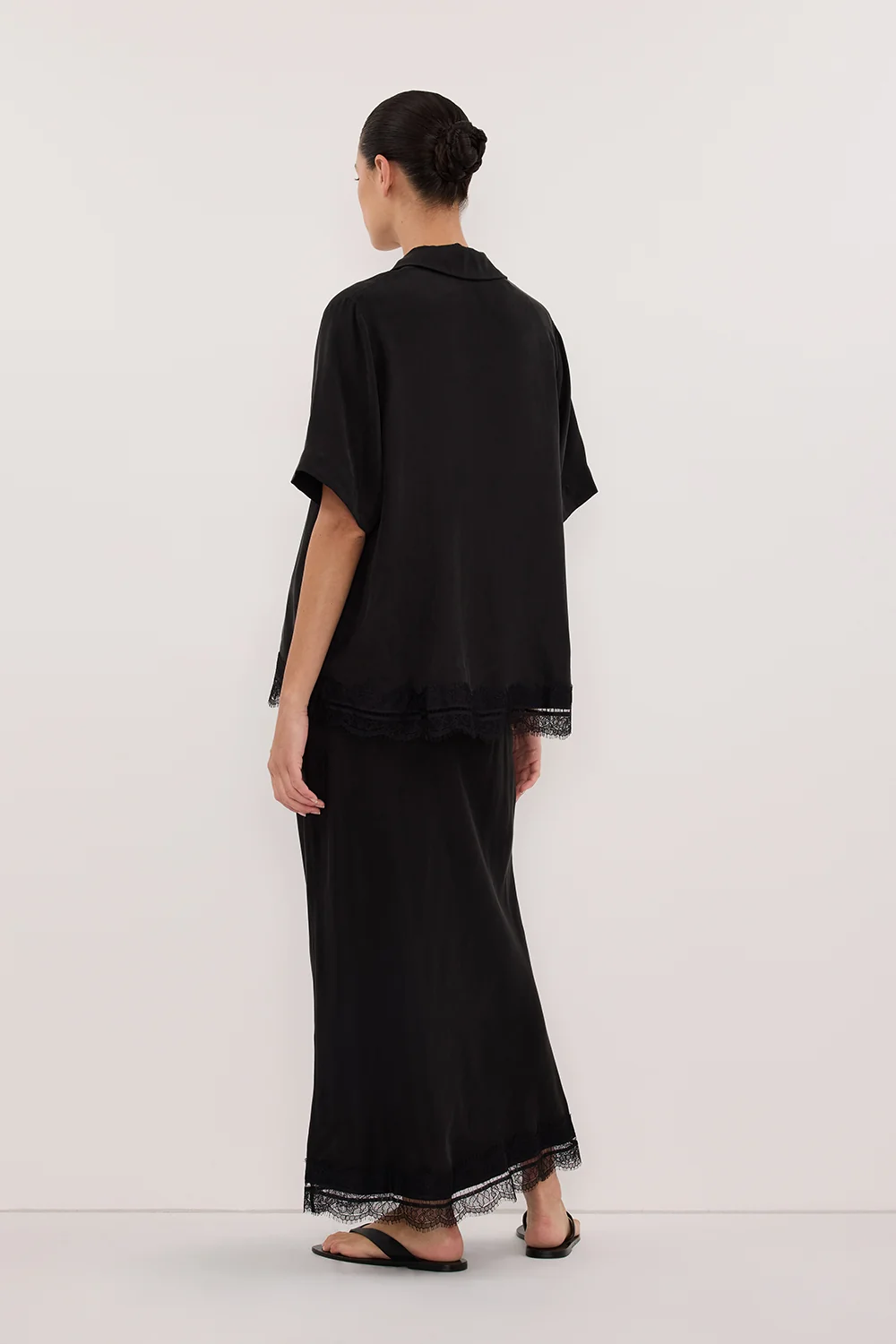 ANDREA BLACK CUPRO MIDI SKIRT - Image 8