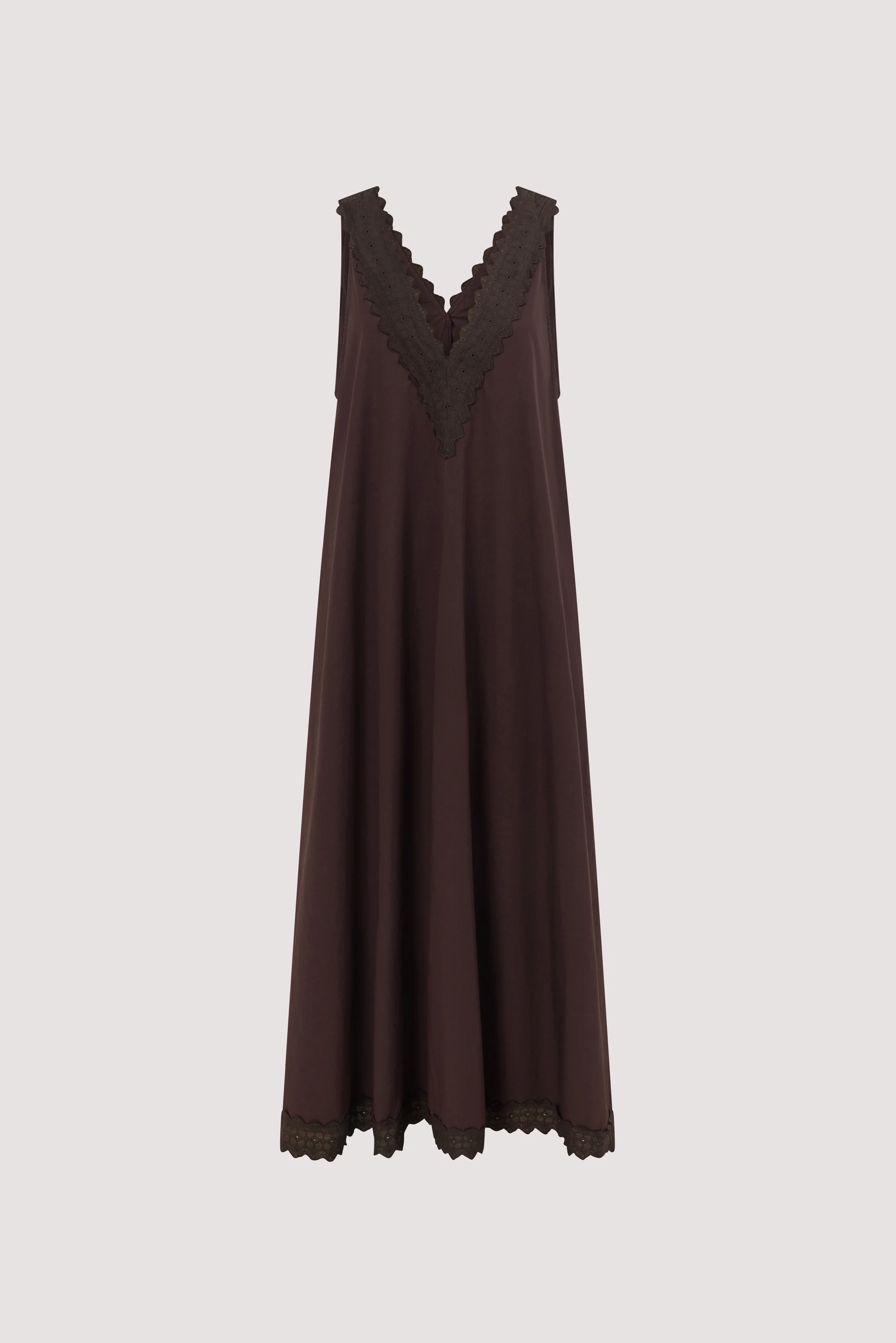 ANNABEL BURNT CHOC SLEEVELESS V NECK MIDI DRESS - Image 6