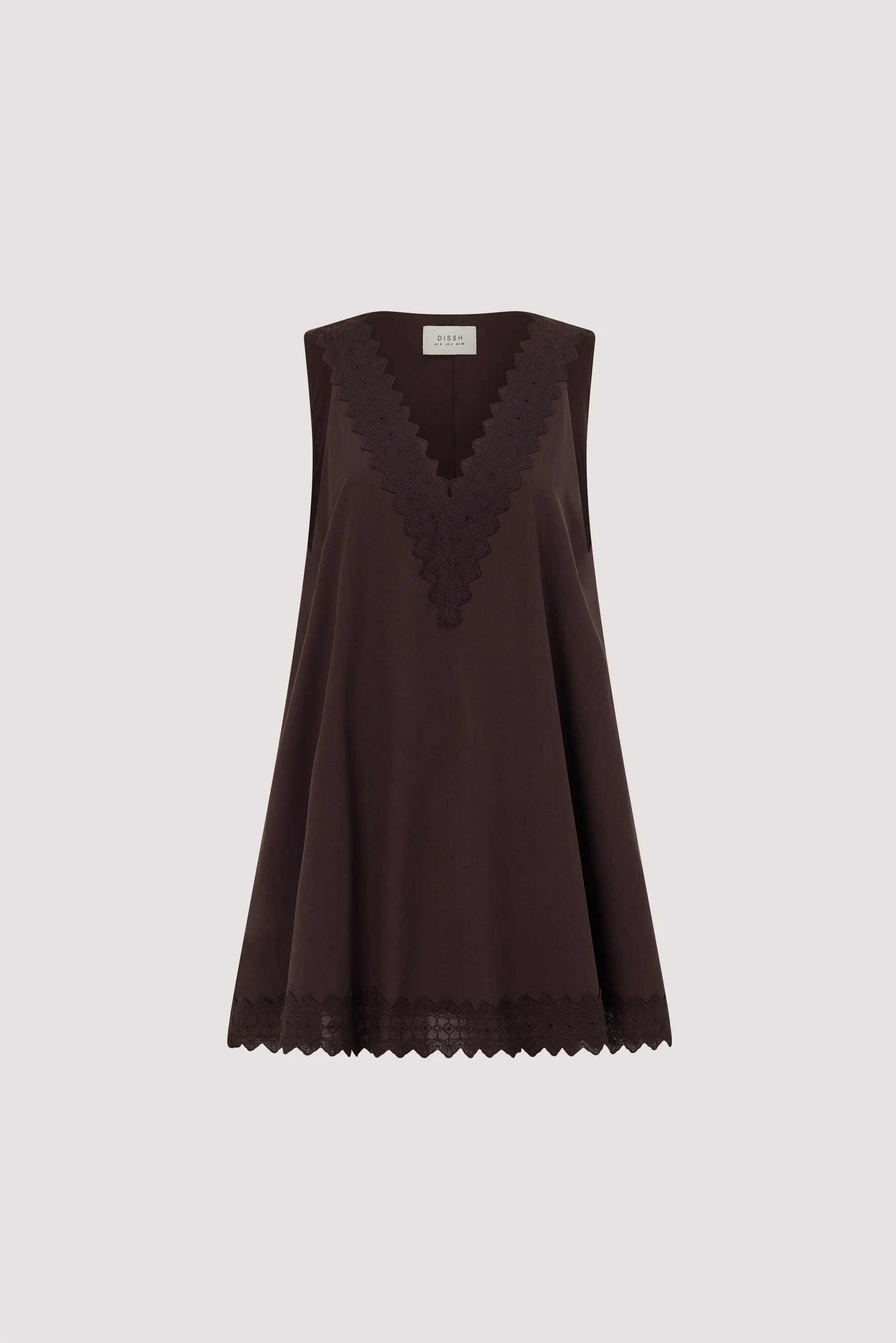ANNABEL BURNT CHOC SLEEVELESS V NECK MINI DRESS - Image 9