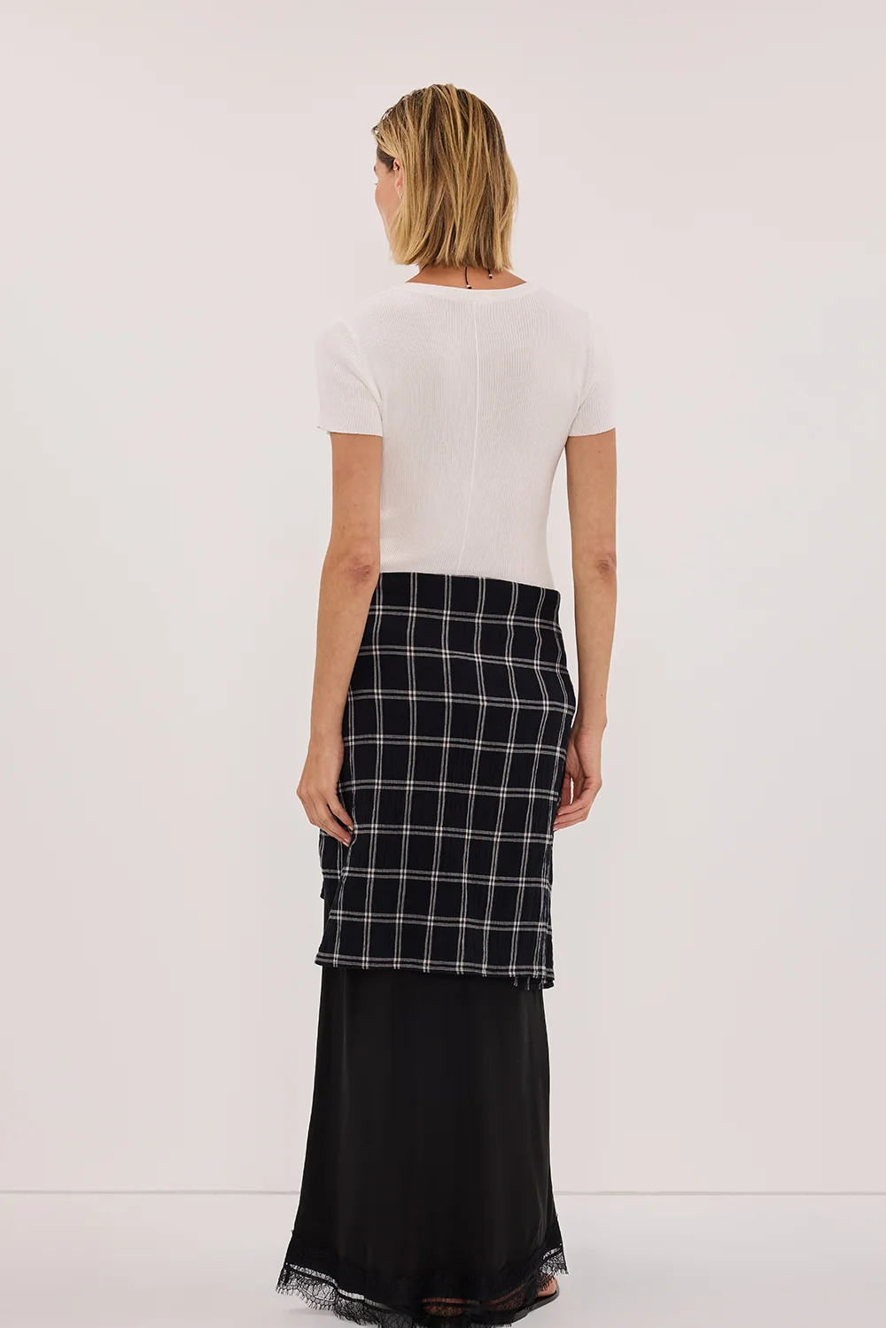 ANNALISE BLACK LONG SLEEVE CHECK SHIRT - Image 7