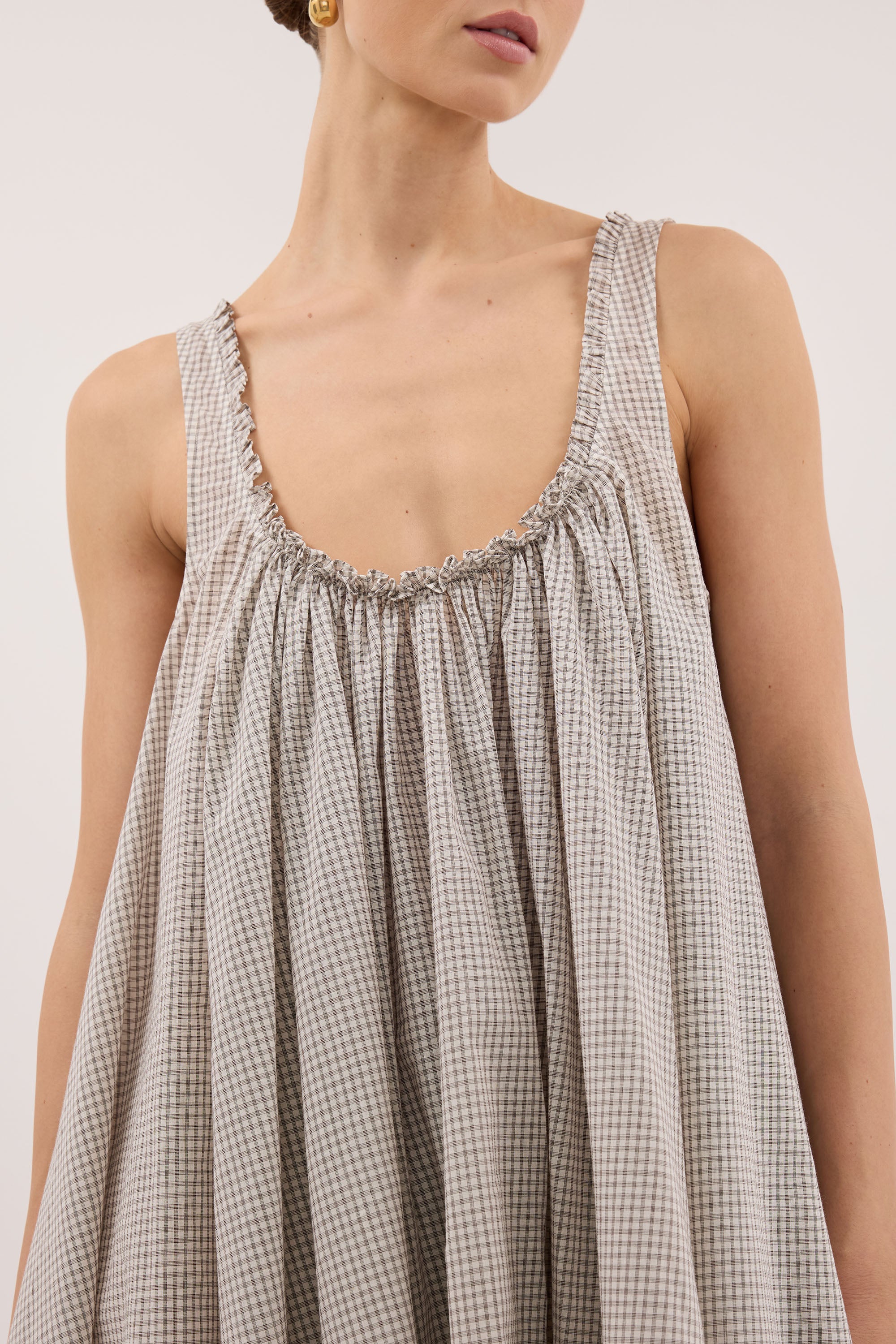 ARABELLA CREAM CHECK MINI DRESS - Image 5