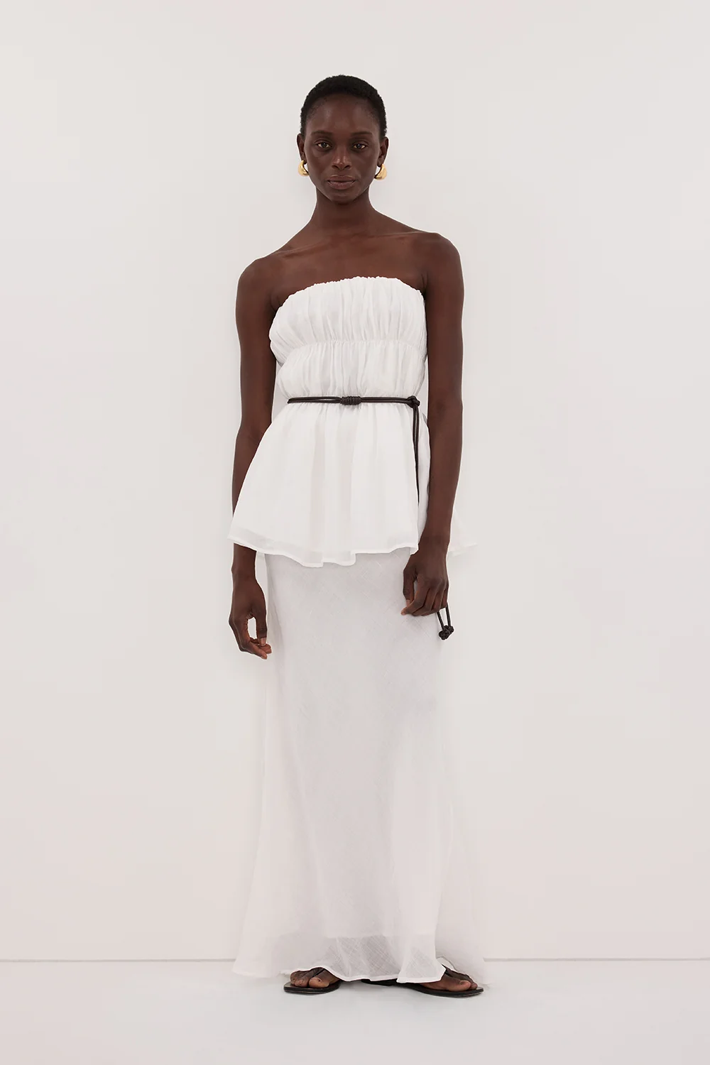 ARTIE WHITE RAMIE STRAPLESS TOP