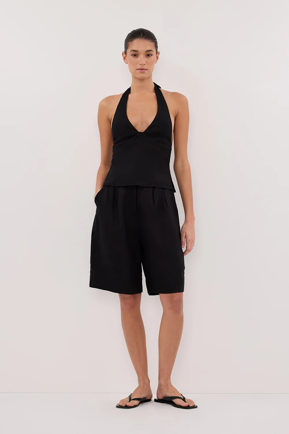 AUDREY BLACK LINEN HALTER TOP - Image 6