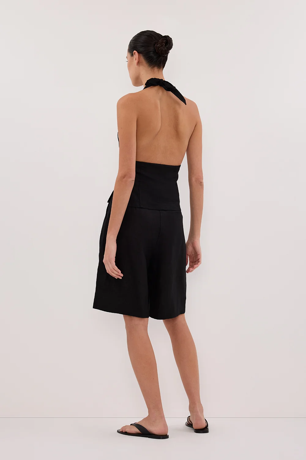 AUDREY BLACK LINEN HALTER TOP - Image 7
