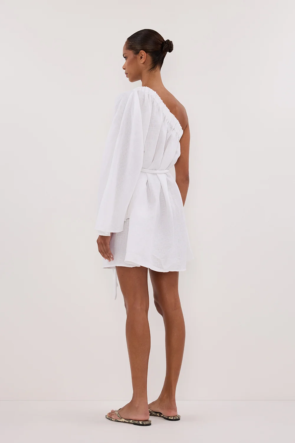 AURELIA WHITE ASYM LINEN MINI DRESS - Image 4