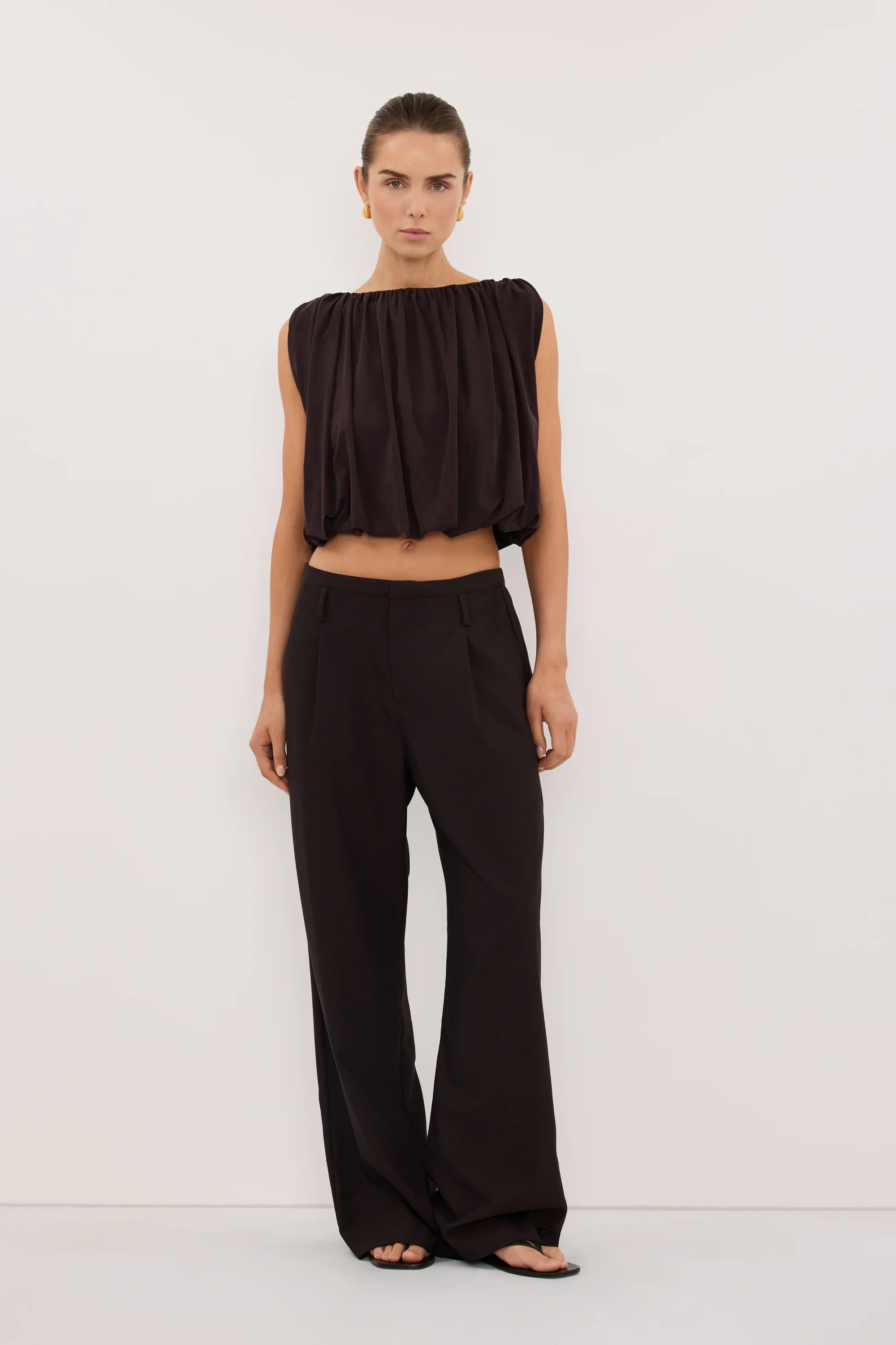 AVA BURNT CHOC SLEEVELESS MODAL BLEND TOP - Image 3