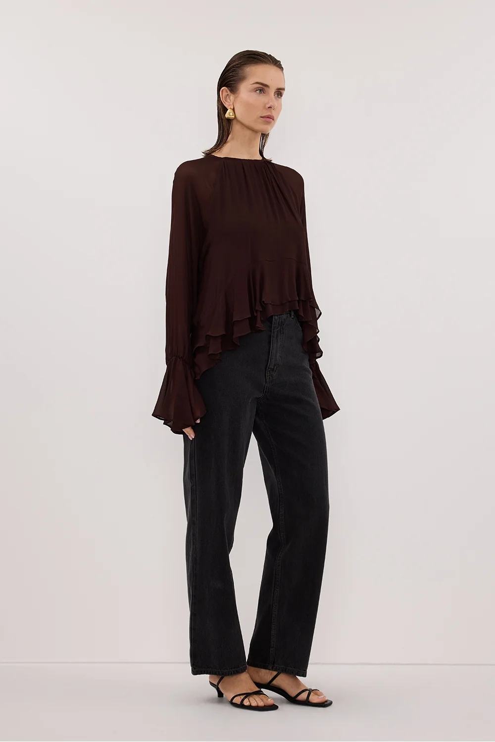BODHI DARK CHOC LONG SLEEVE TOP - Image 3