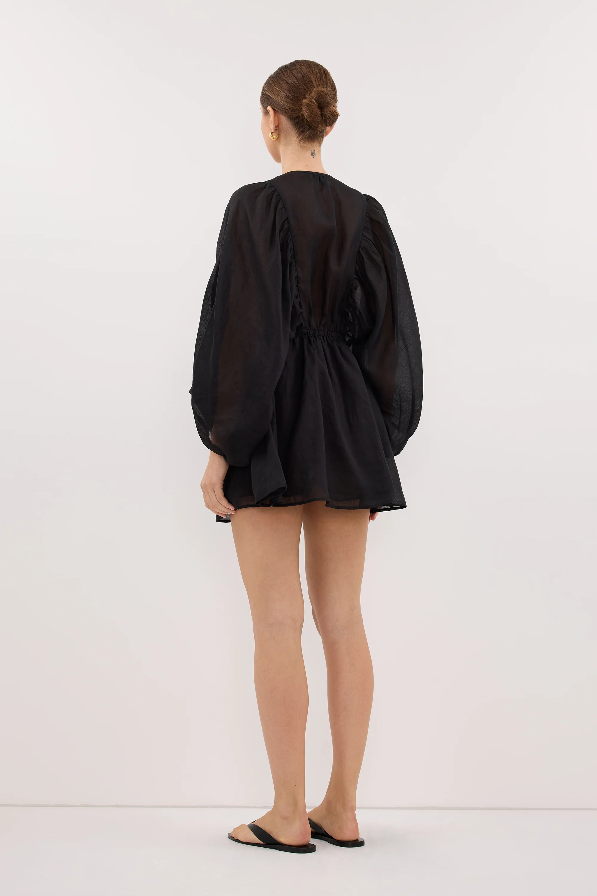 BRIELLE BLACK RAMIE MINI DRESS - Image 4