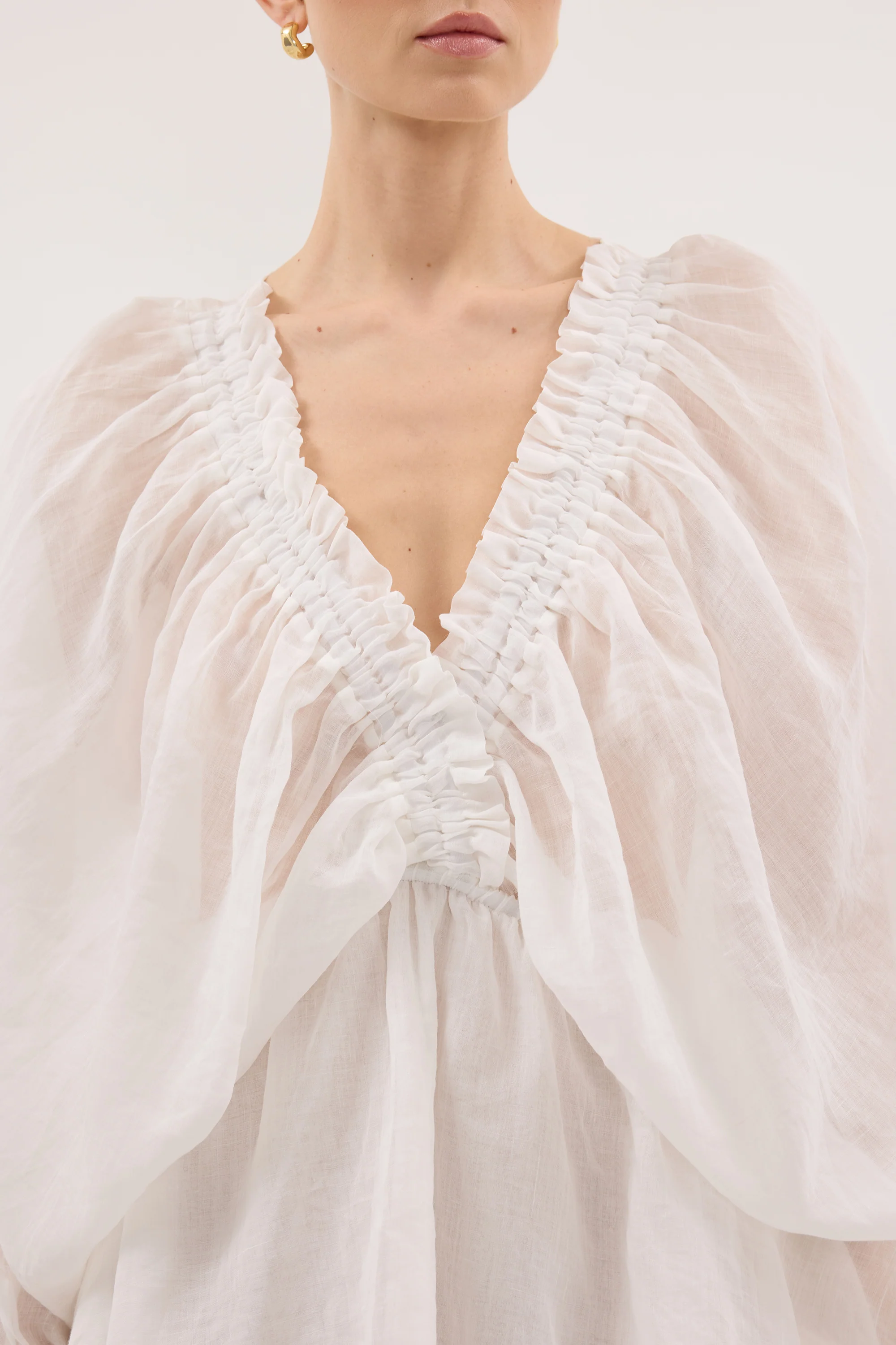 BRIELLE WHITE RAMIE MINI DRESS - Image 4