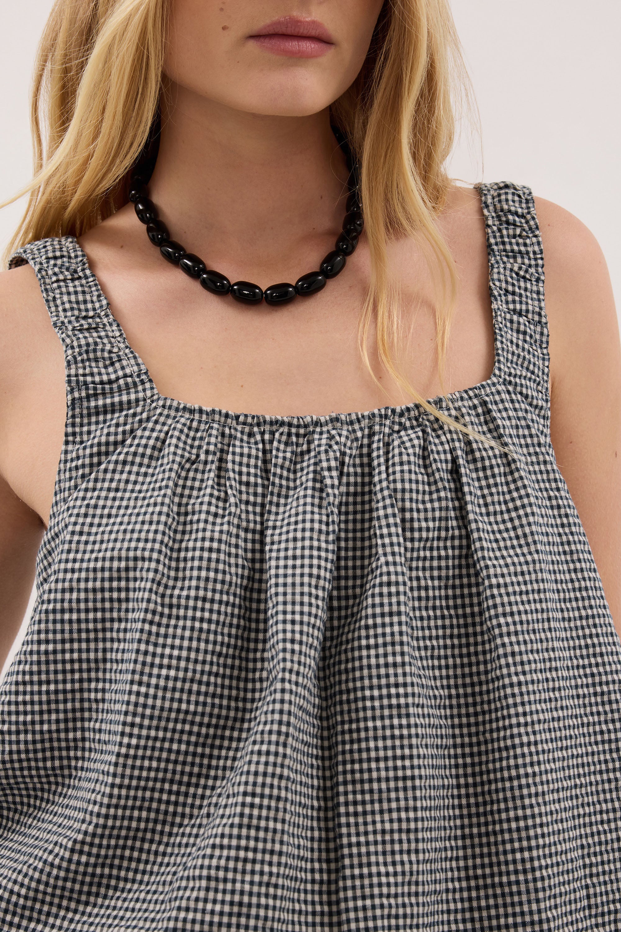 BRIONA GINGHAM COTTON SLEEVELESS TOP - Image 4