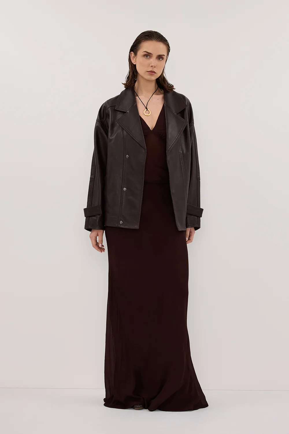 CARLY DARK CHOC MIDI SKIRT - Image 6