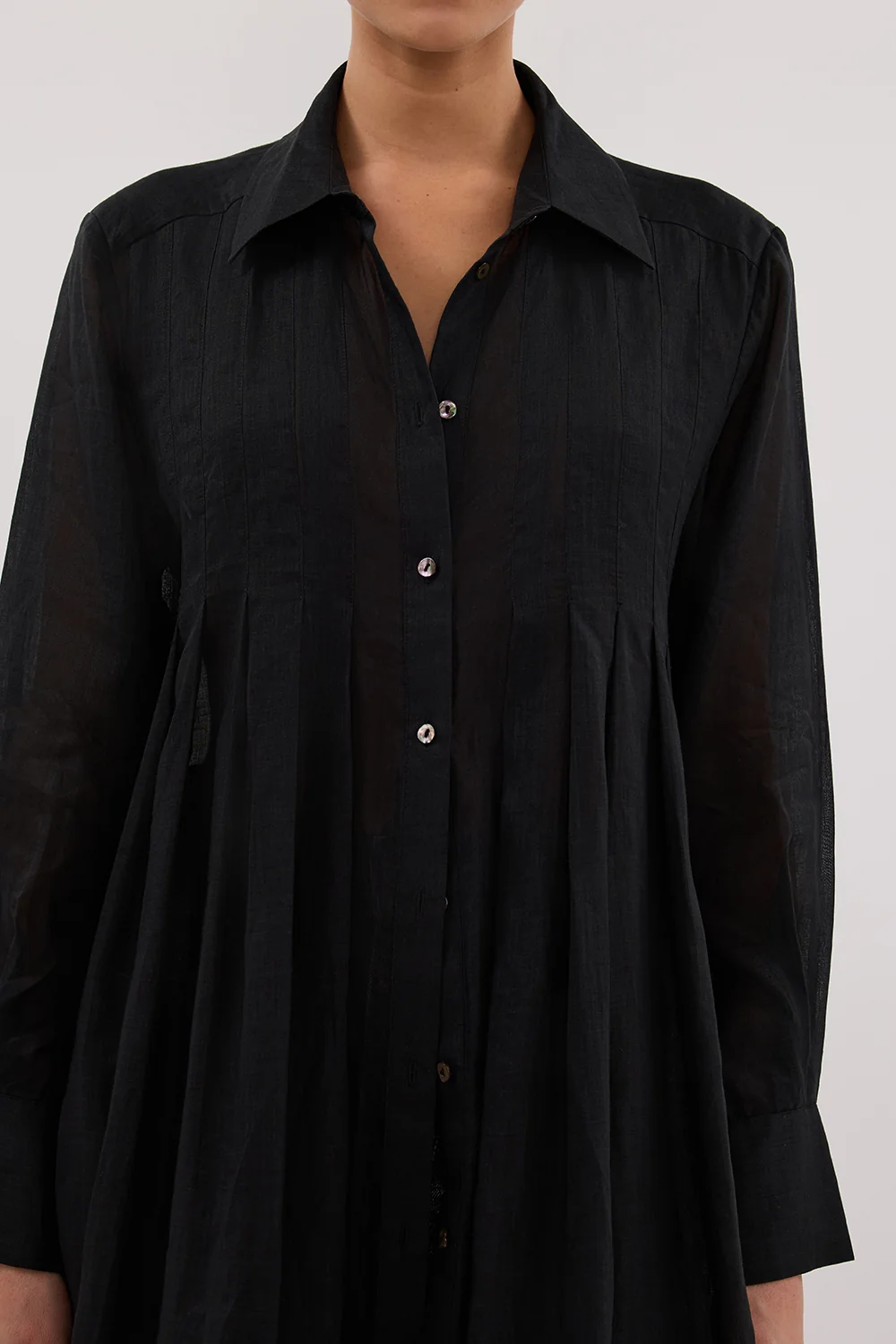 CARMEL BLACK RAMIE SHIRT DRESS - Image 5