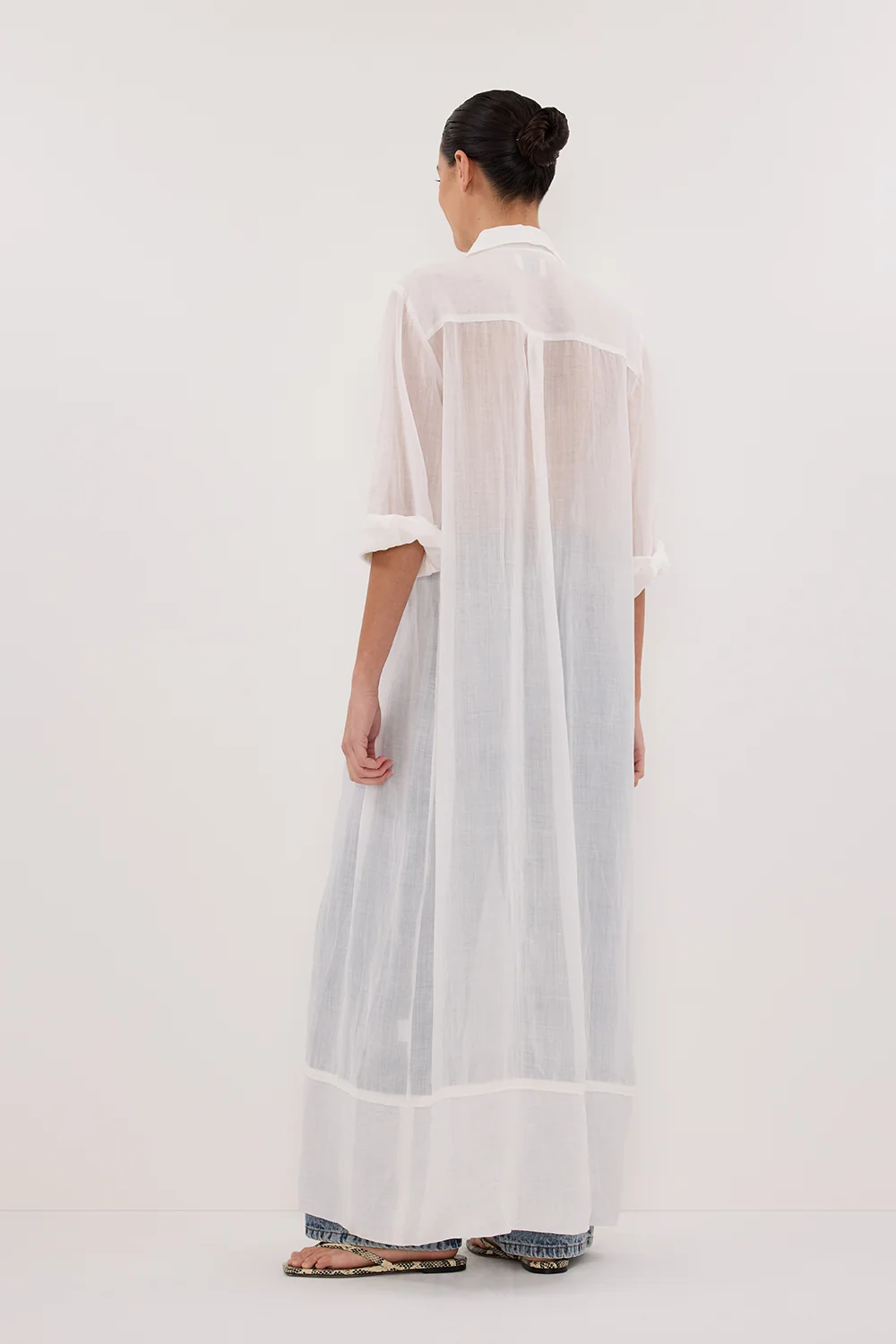 CARMEL WHITE RAMIE SHIRT DRESS - Image 3