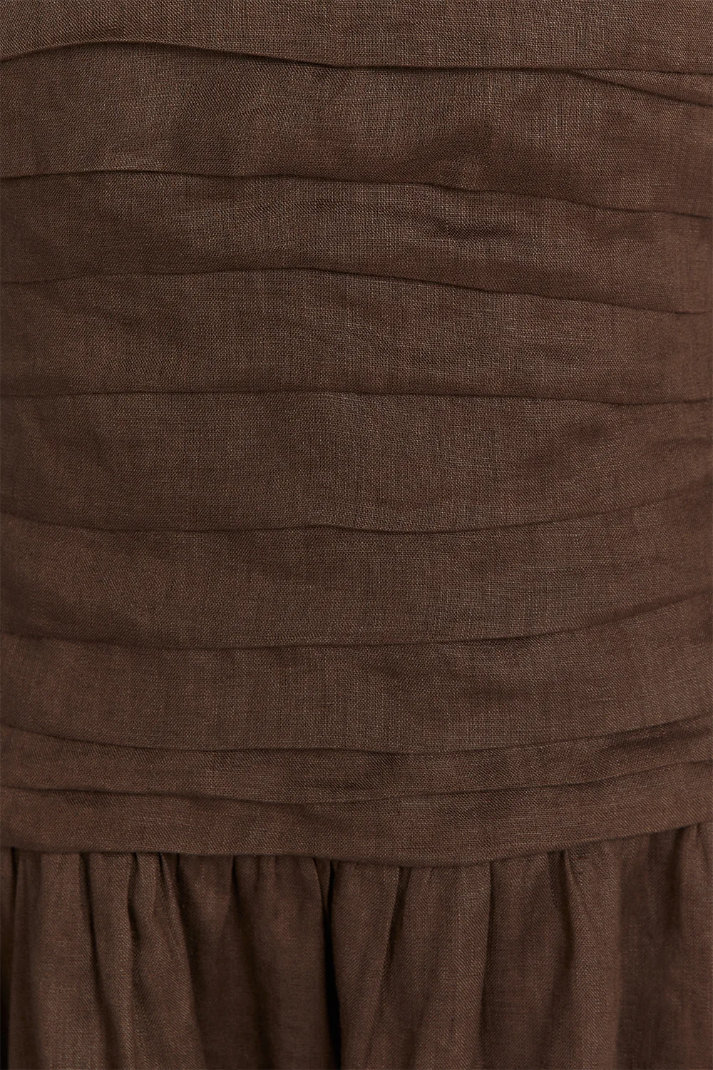 CATANIA BITTER CHOC LINEN STRAPLESS MIDI DRESS - Image 6