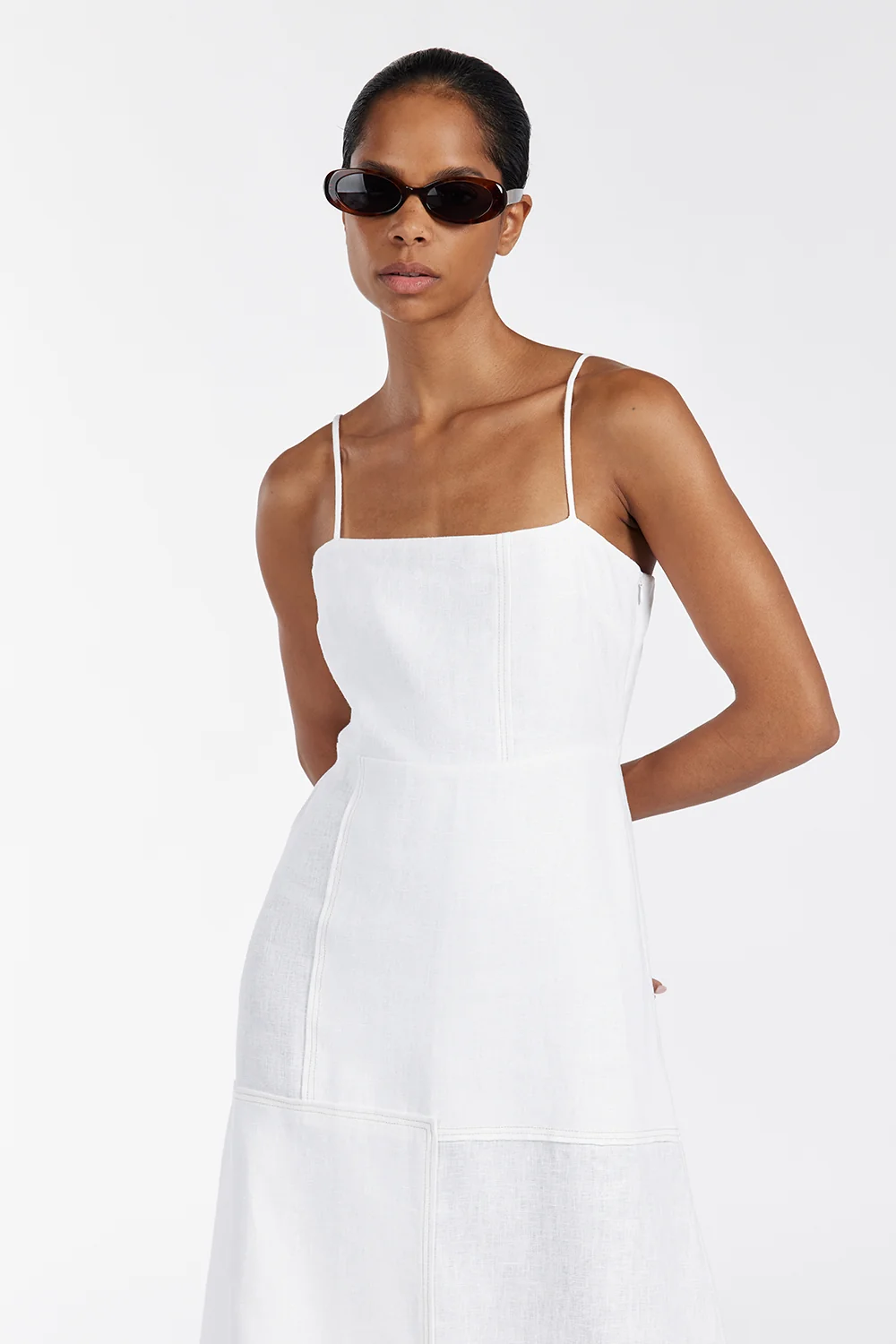 CATIE WHITE PATCHWORK MIDI DRESS - Image 2
