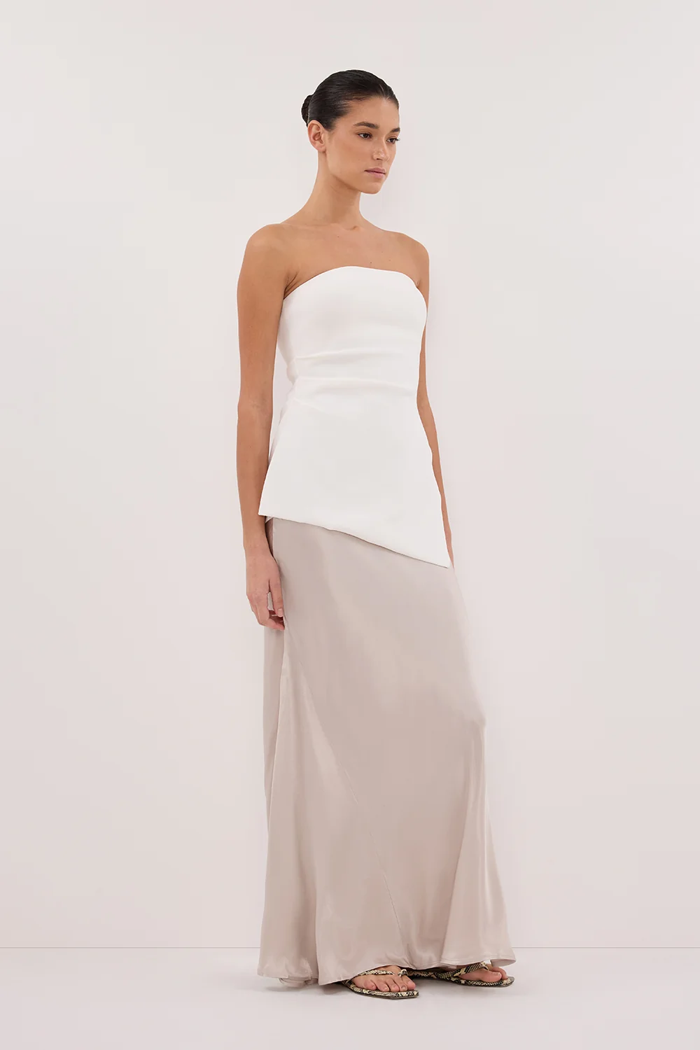 CHARLI CHALK SATIN MAXI SKIRT - Image 3