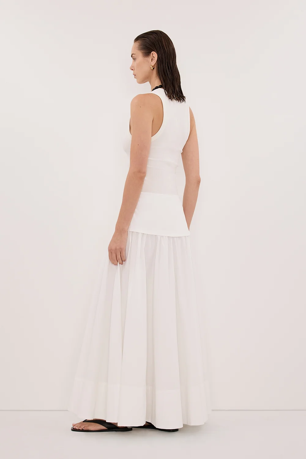 CLAIRE WHITE COTTON MIDI SKIRT - Image 4
