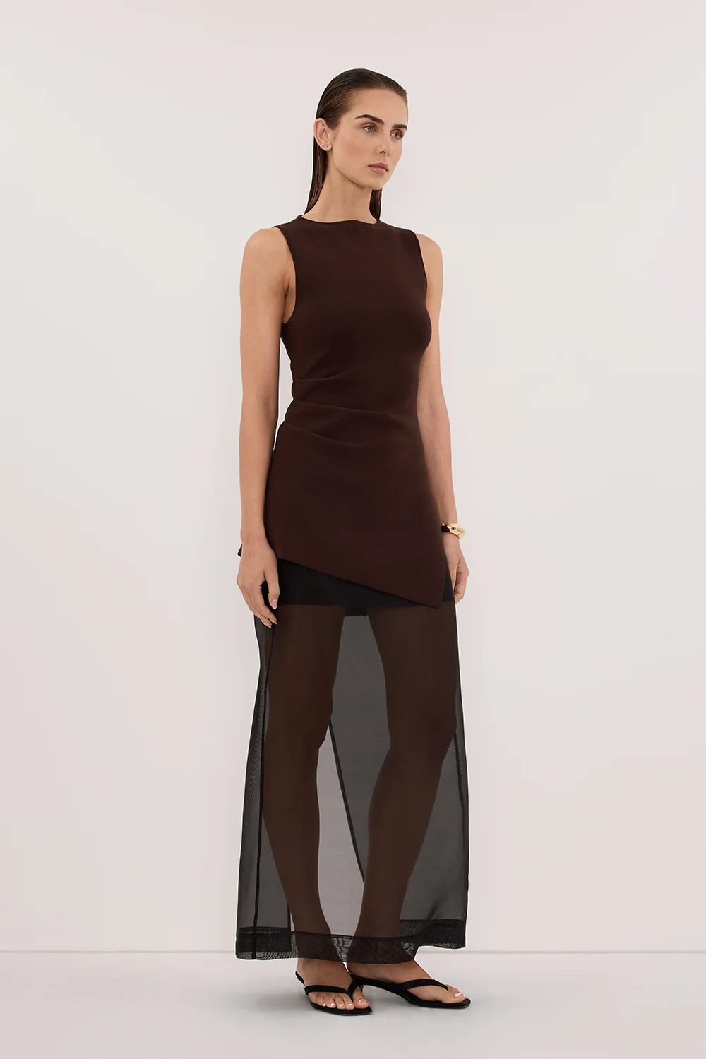 CLEO CHOC SLEEVELESS LONGLINE KNIT TOP - Image 3