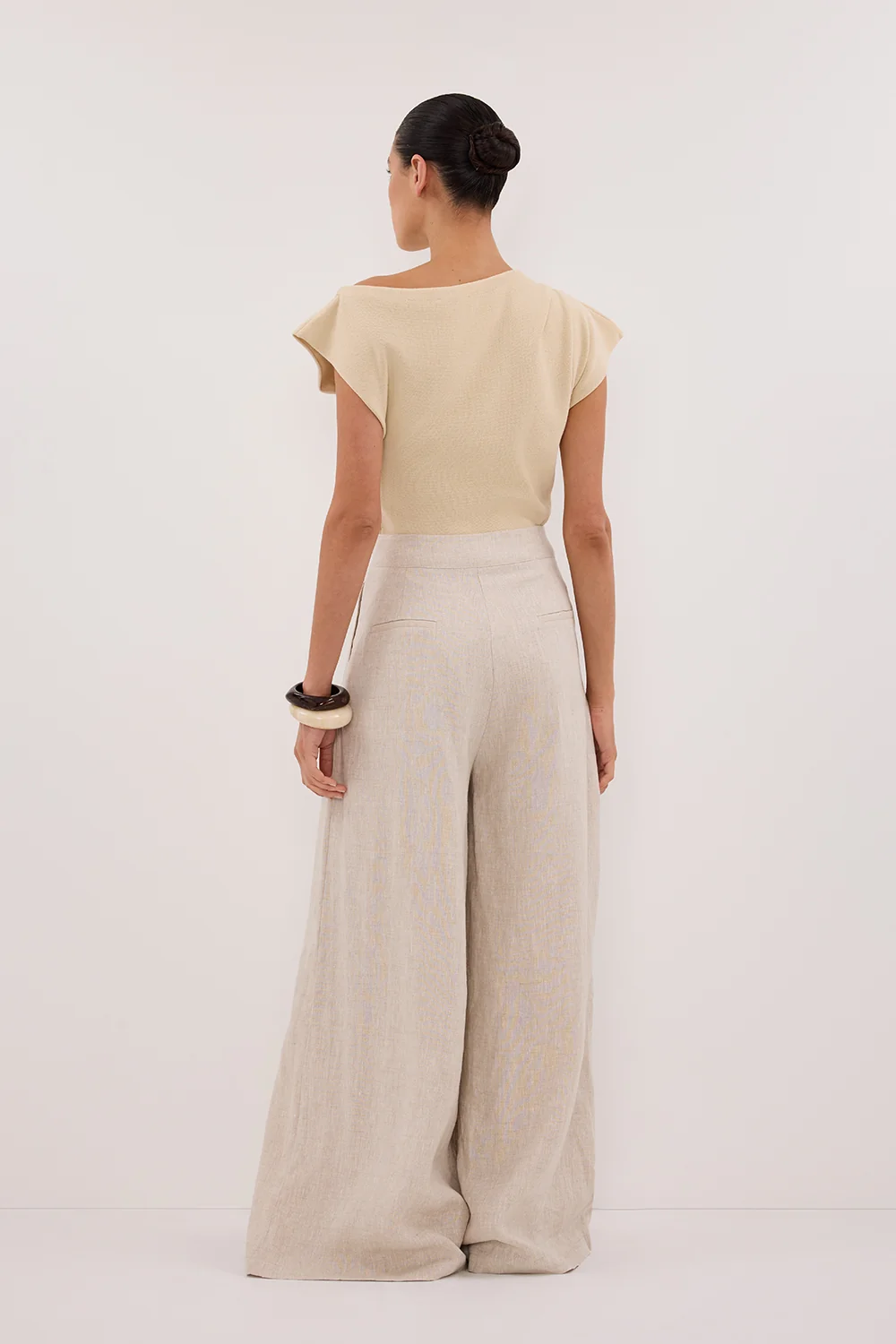 CODY NATURAL WIDE LINEN PANT - Image 4