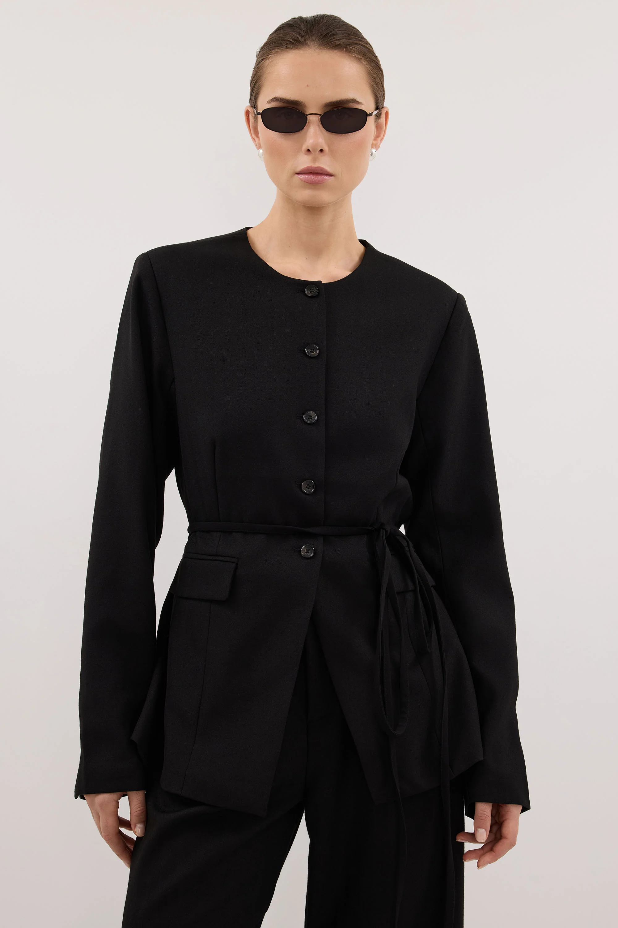 CYRUS BLACK COLLARLESS BLAZER - Image 2