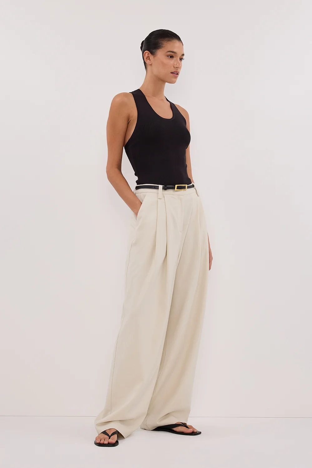 DEVIN WASHED BLACK RACER KNIT TANK - Image 3