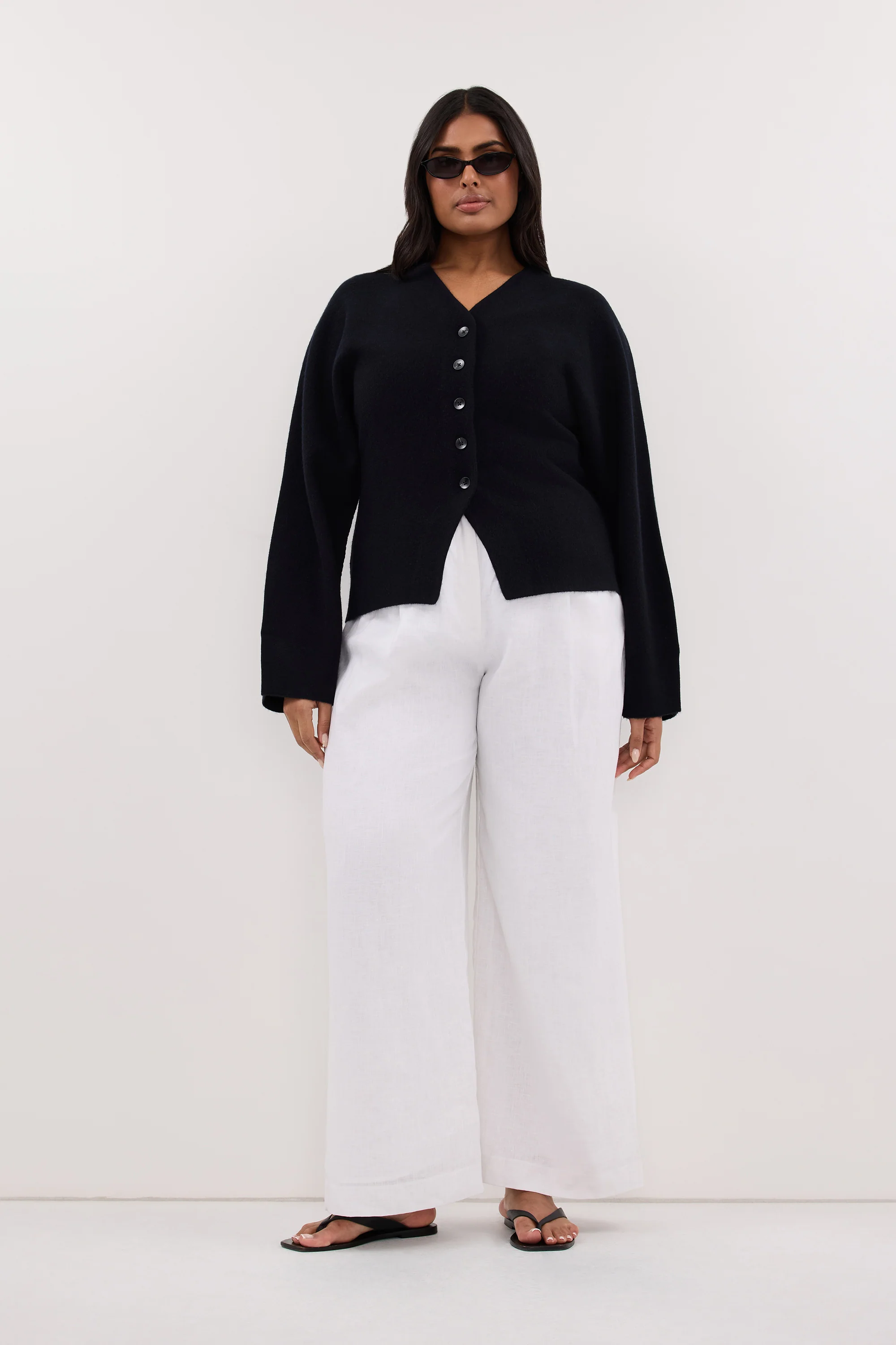 EASTON WHITE WIDE LEG LINEN PANT - Image 6
