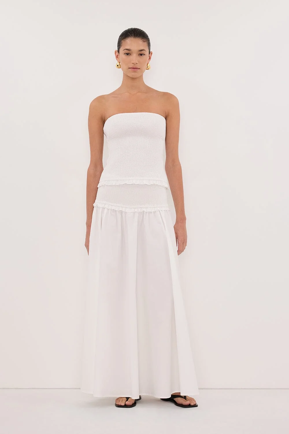 EDIE WHITE STRAPLESS COTTON TOP
