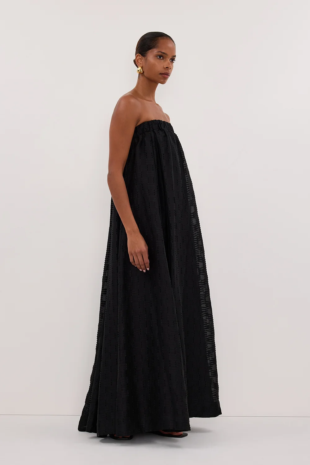 ELBA BLACK SHEER STRAPLESS DRESS - Image 3