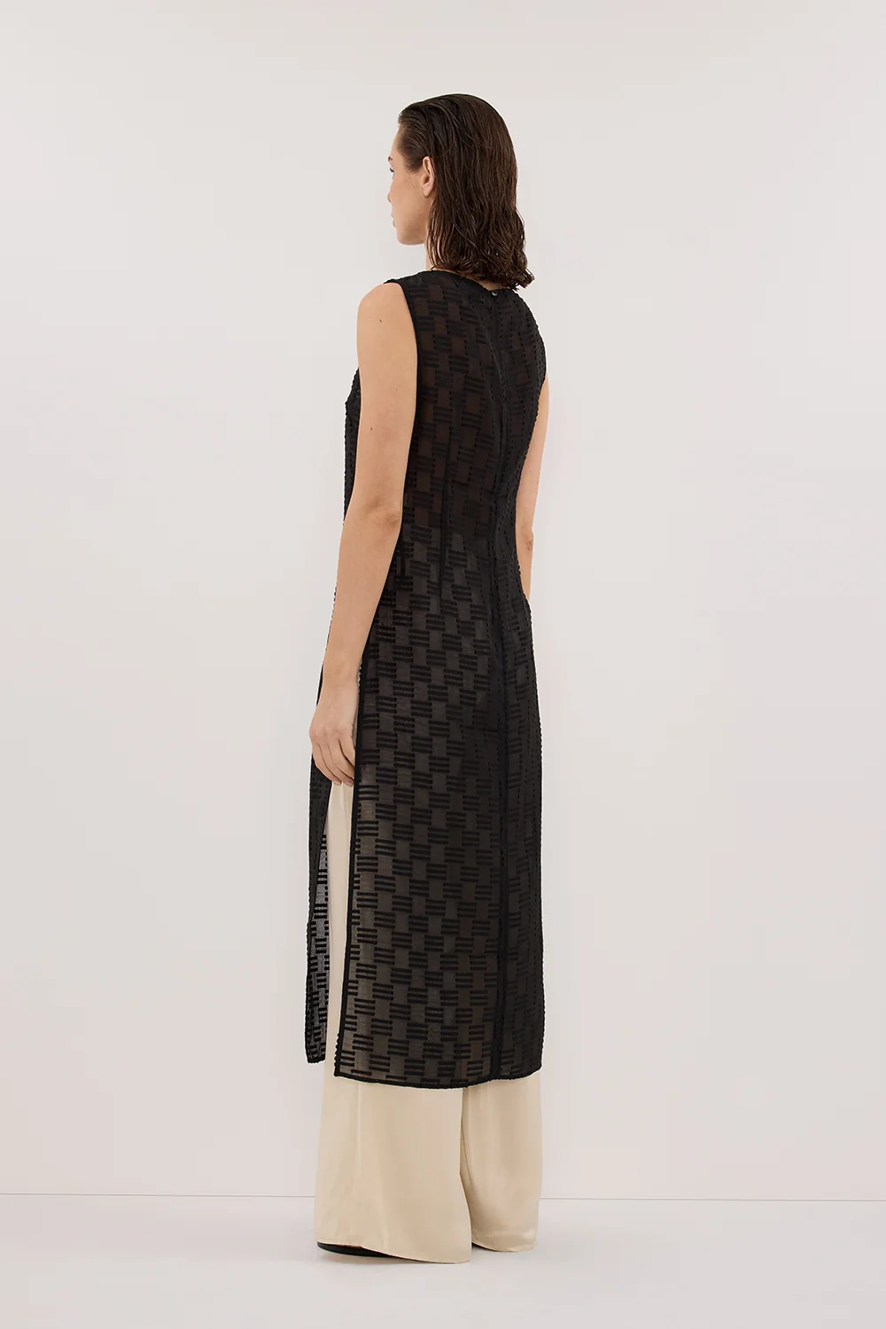 ELBA BLACK SHEER TUNIC TOP - Image 4