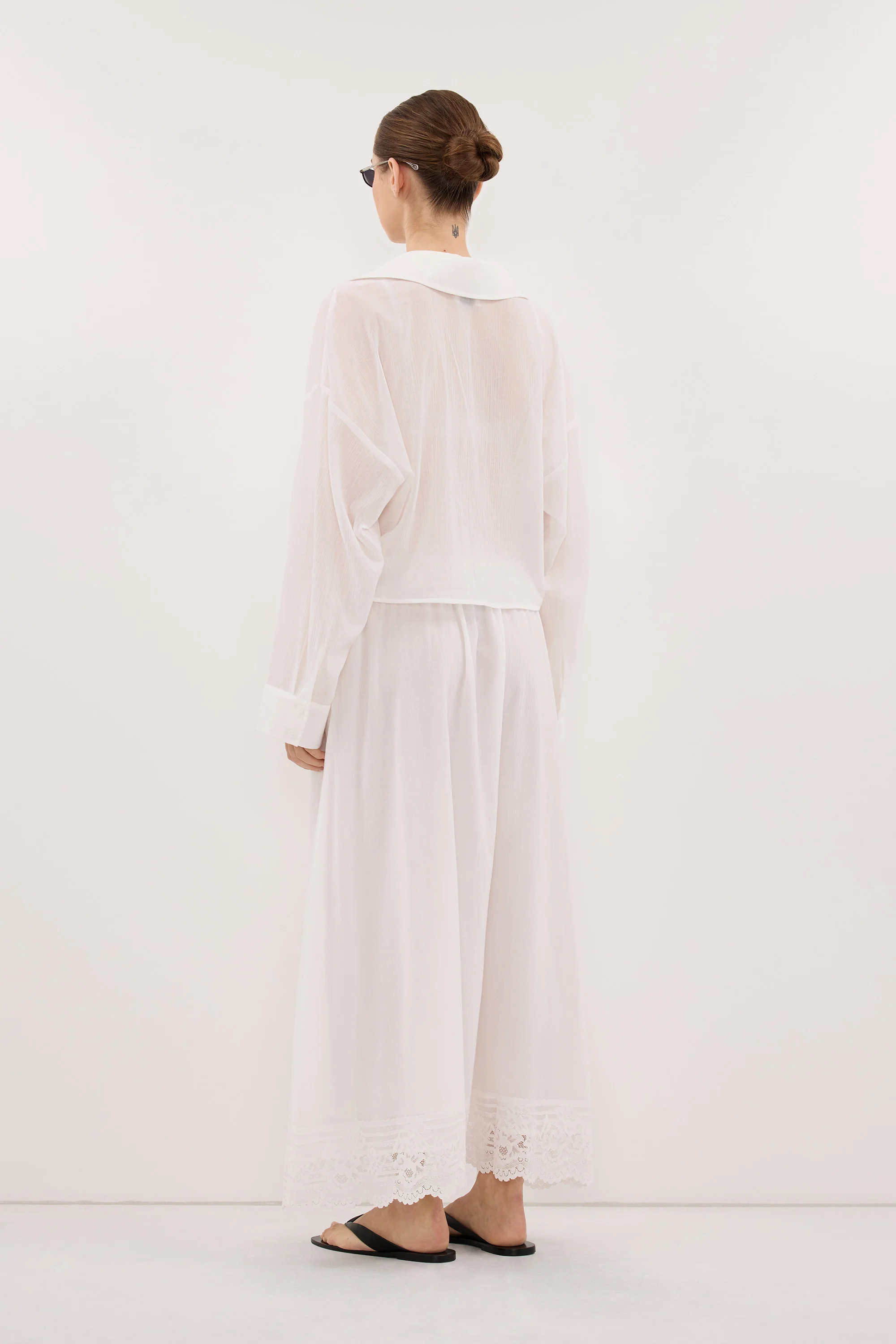ELISA WHITE SHEER CRINKLE SHIRT - Image 4