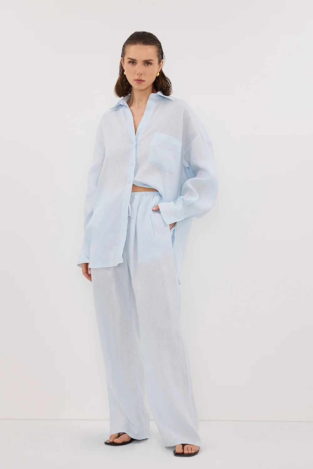 ELLIS ICE BLUE LINEN PANT
