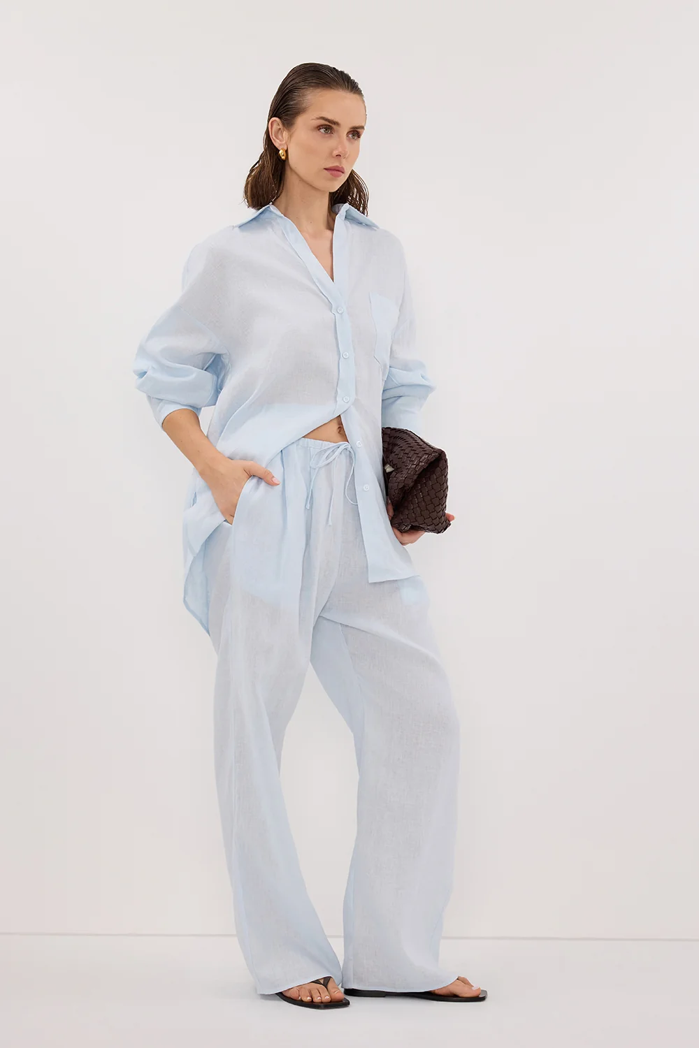ELLIS ICE BLUE LINEN PANT - Image 3
