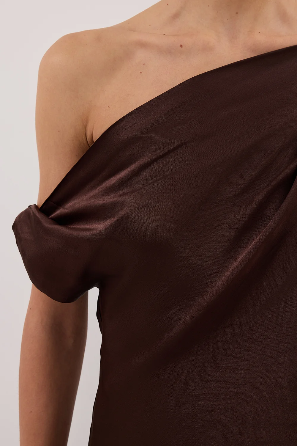 EVE BITTER CHOC ASYM SATIN TOP - Image 6
