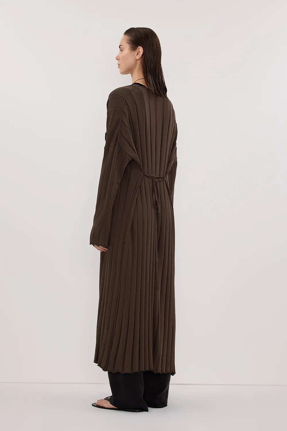 EVE DARK OLIVE KNIT MIDI CARDIGAN - Image 4