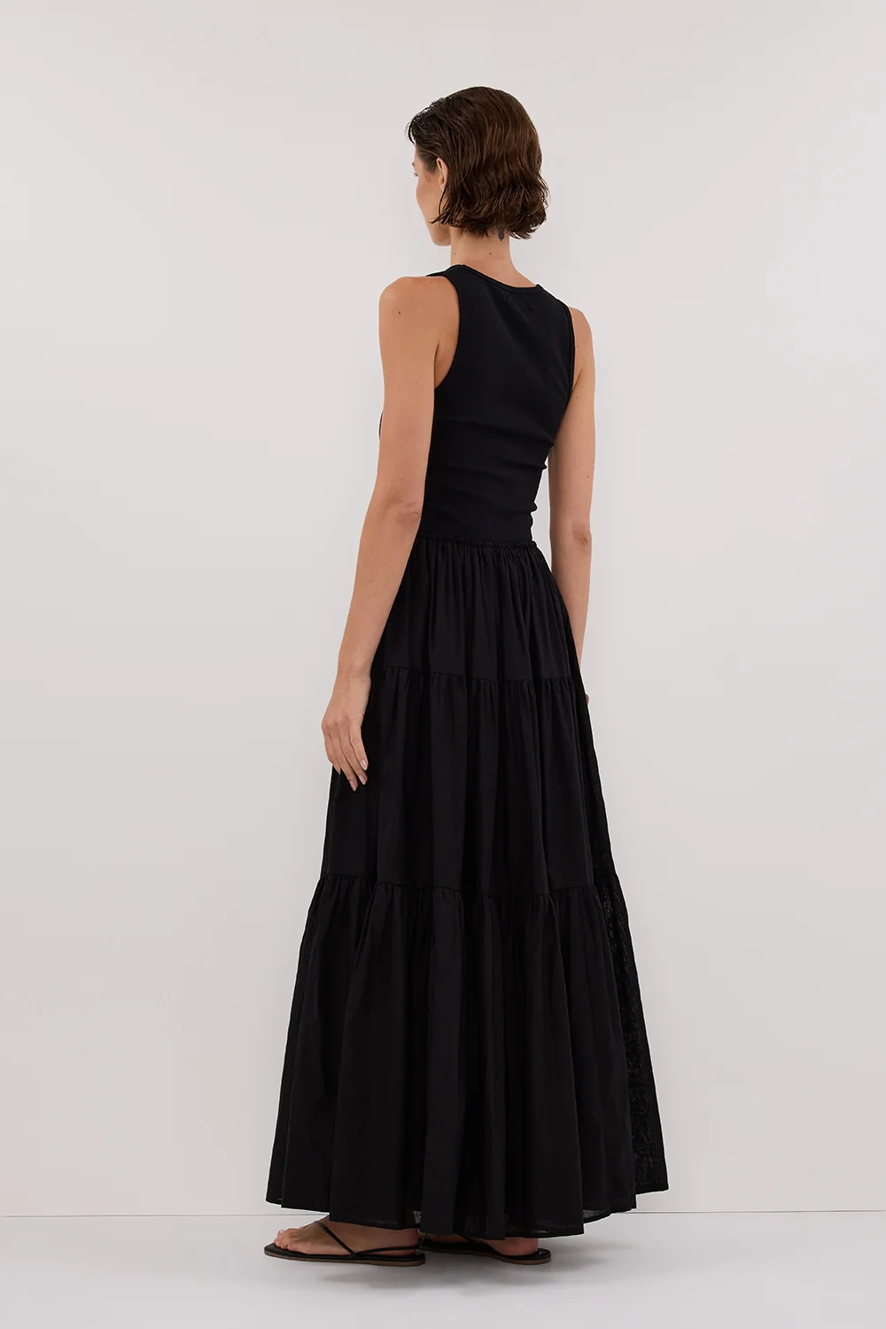 FLETCHER BLACK TIERED MAXI SKIRT - Image 4