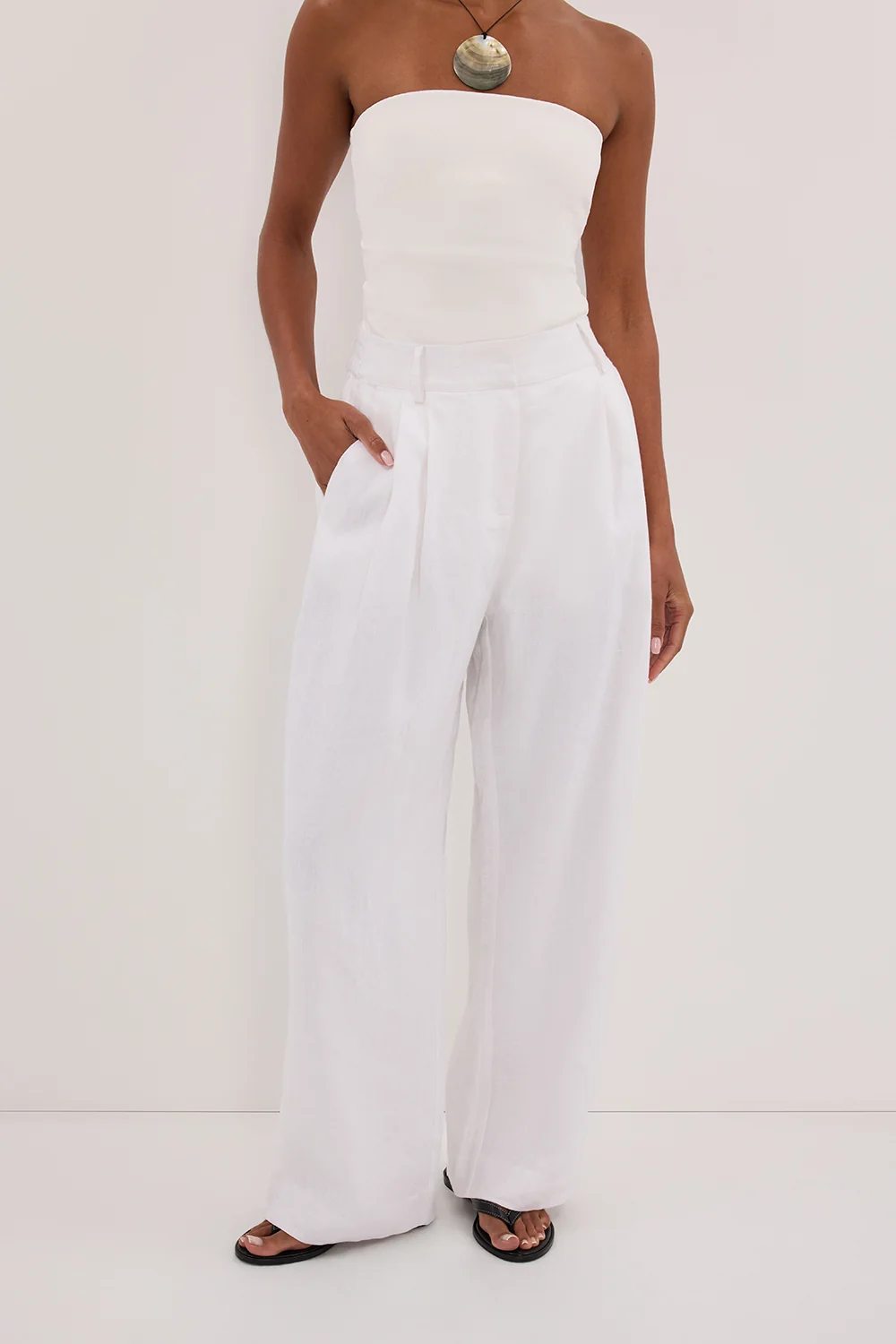 FRAN WHITE LINEN PANT - Image 2