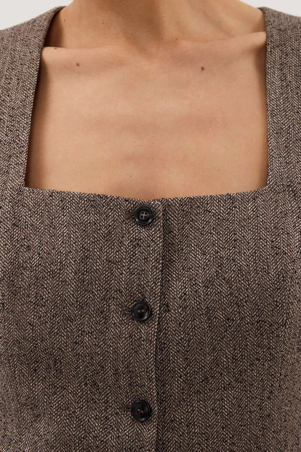 FRANKIE CHOC TWEED SQUARE NECK VEST - Image 6