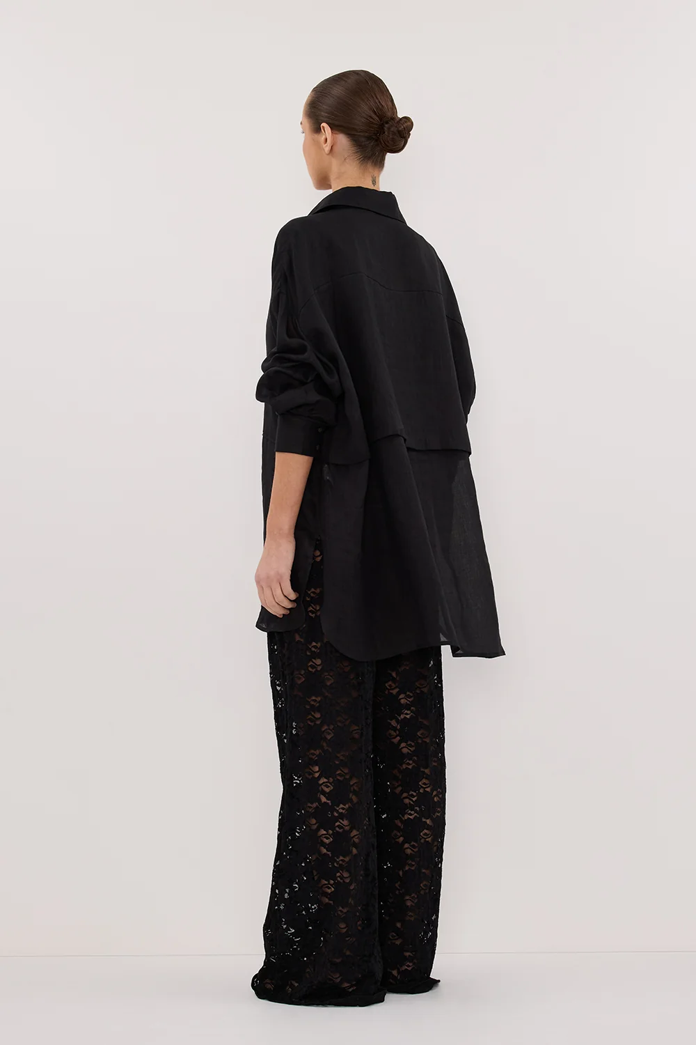 GIGI BLACK RAMIE LONG SLEEVE SHIRT - Image 4