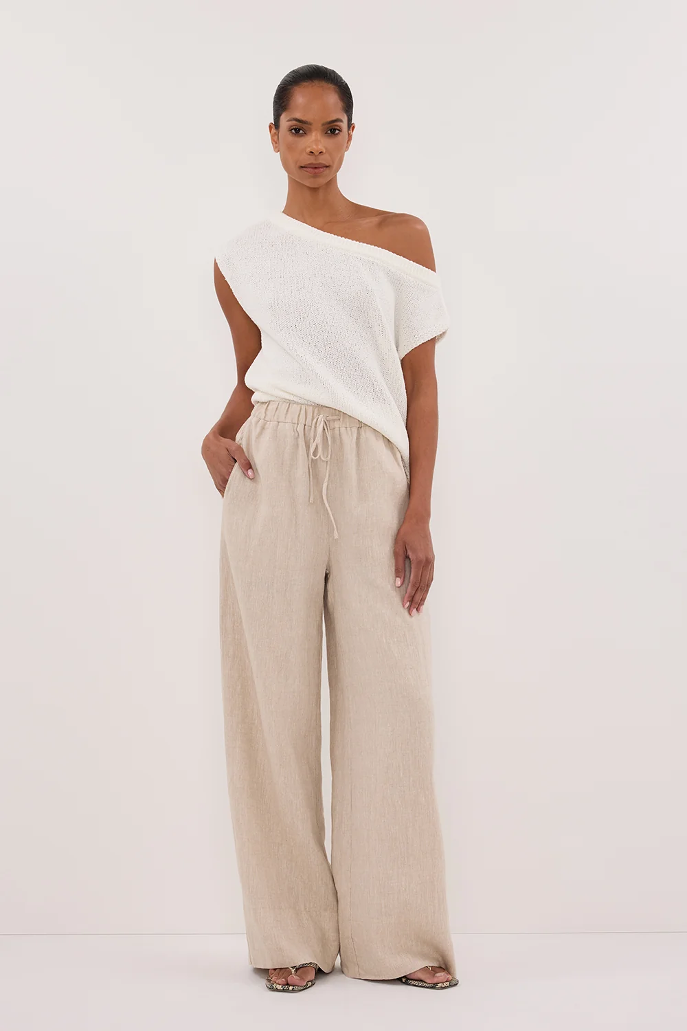 GINA NATURAL LINEN WAIST PANT - Image 6
