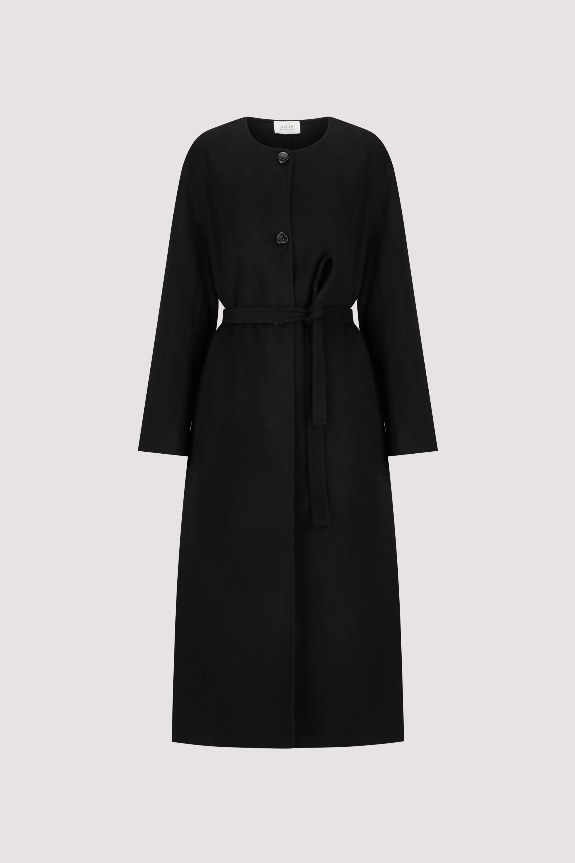 GRETA BLACK COLLARLESS WOOL BLEND COAT - Image 7